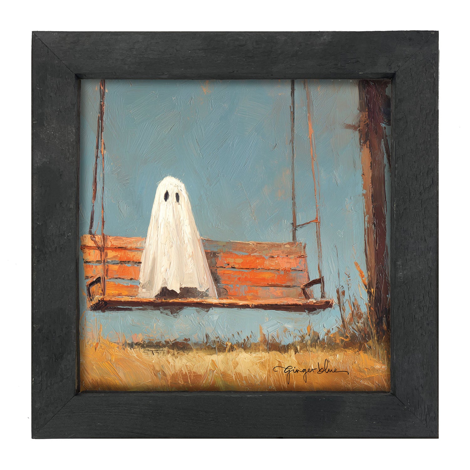 Ghost Sitting on Swing - Framed Art