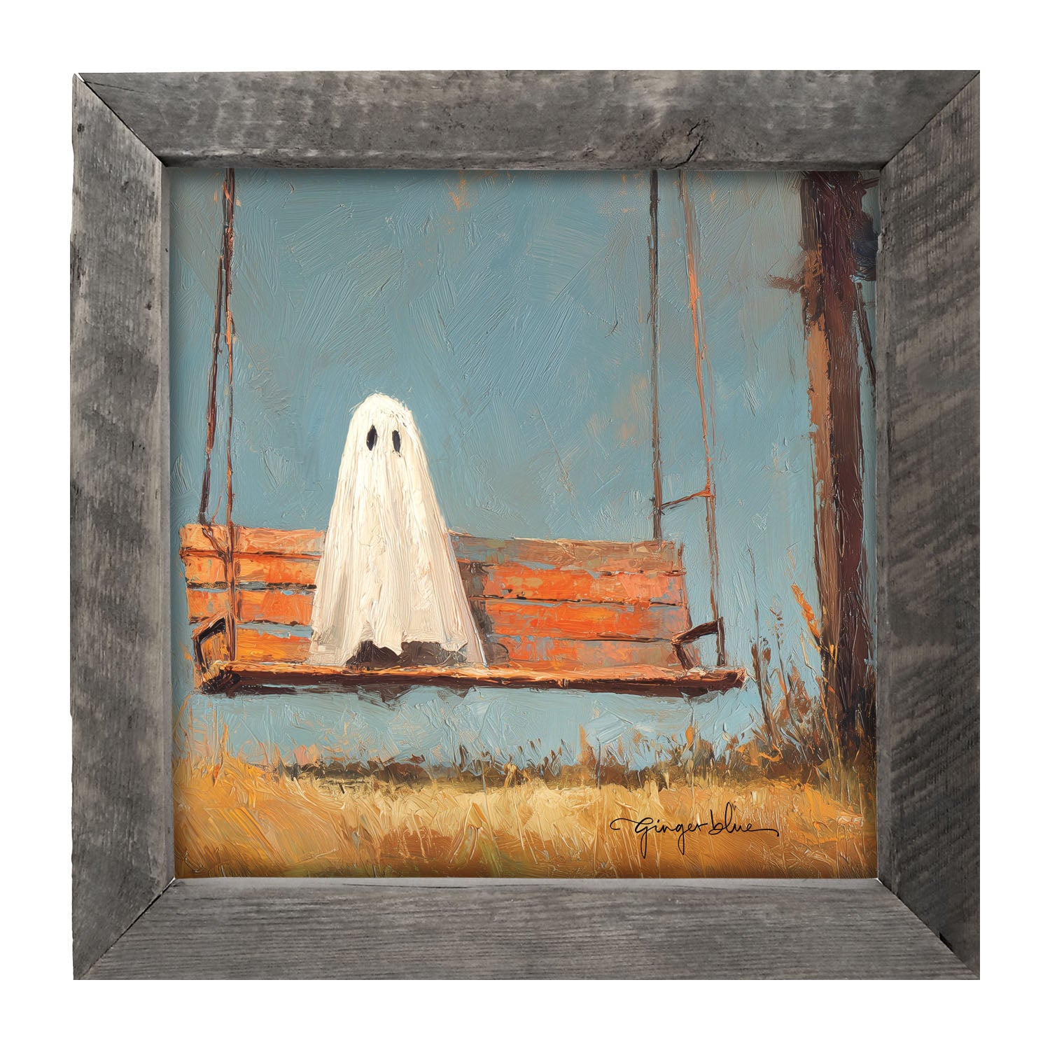 Ghost Sitting on Swing - Framed Art