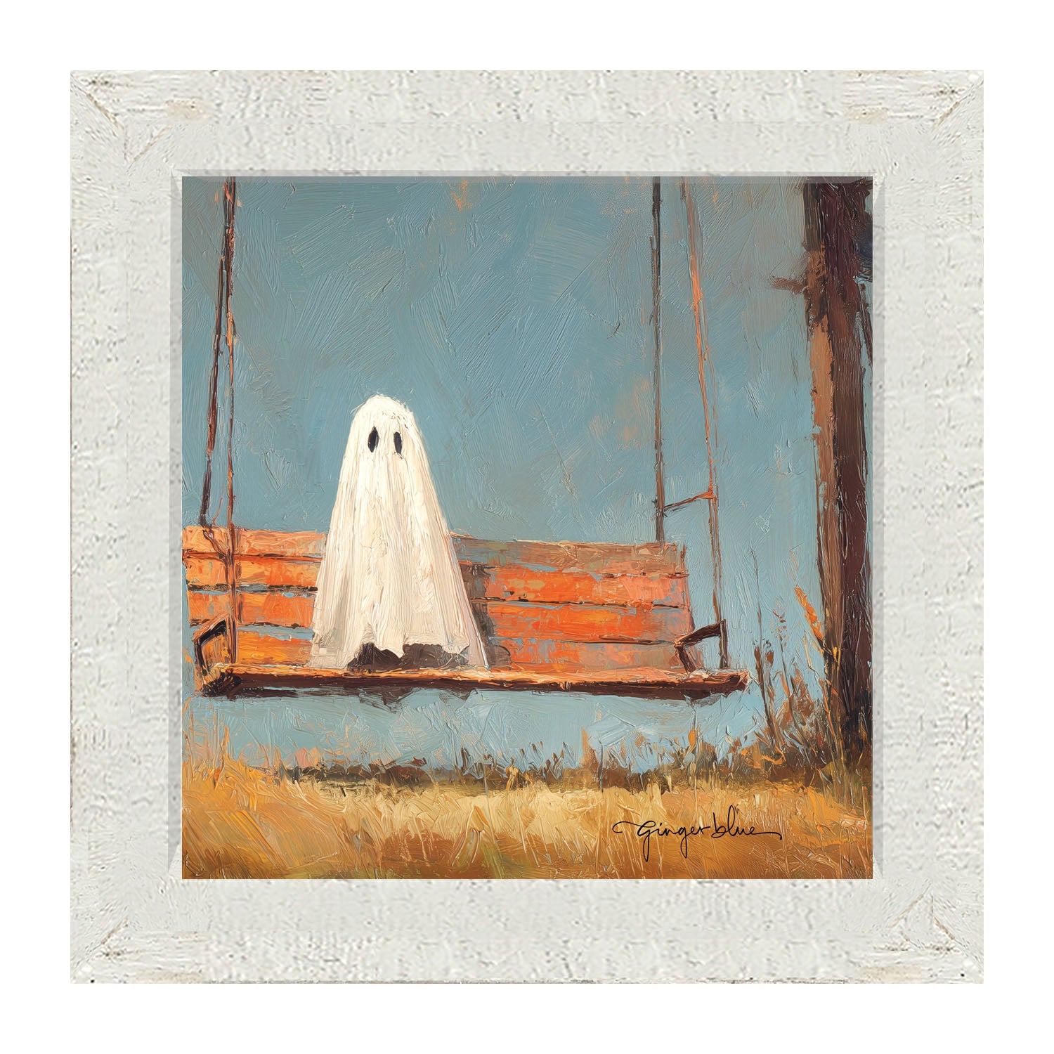 Ghost Sitting on Swing - Framed Art