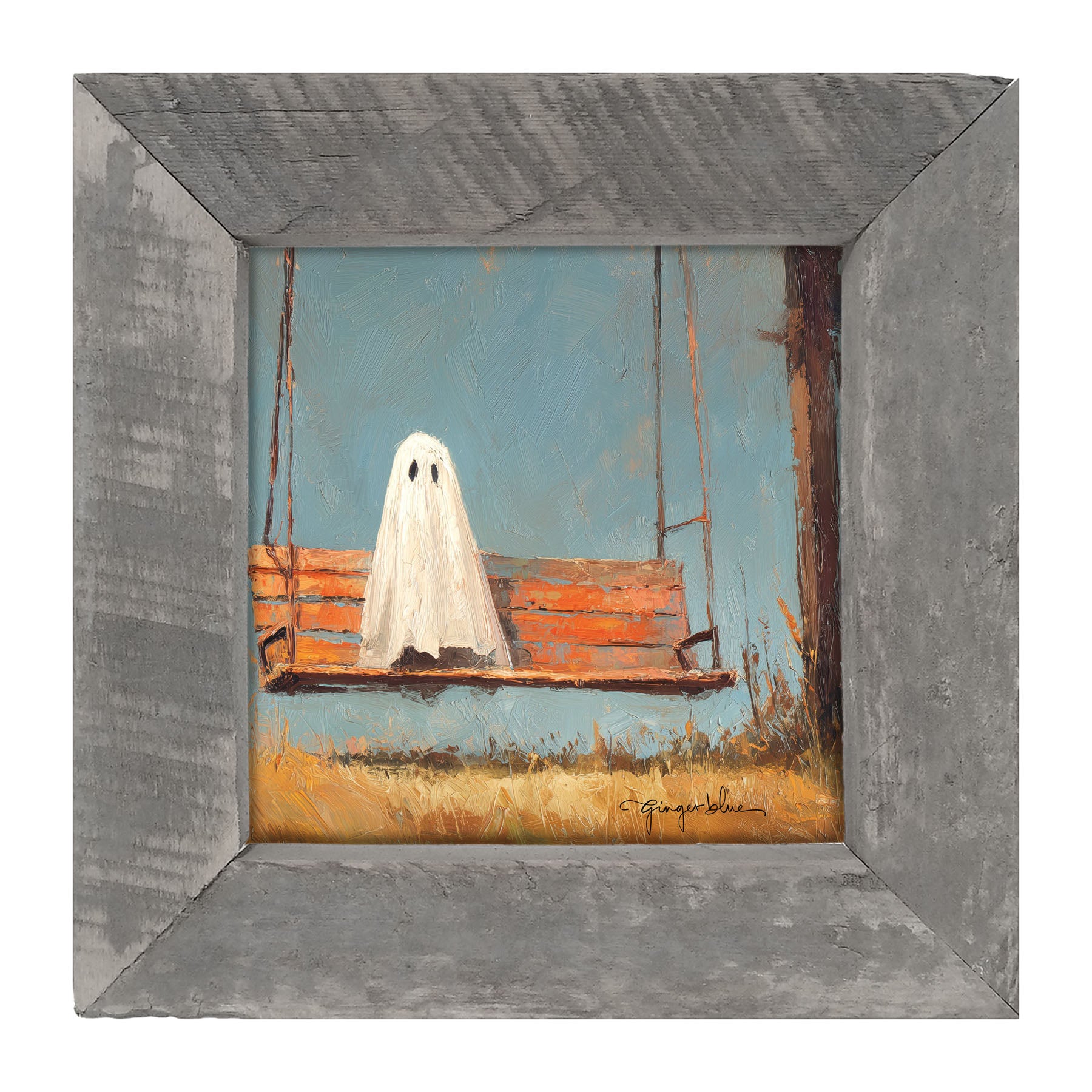 Ghost Sitting on Swing - Framed Art