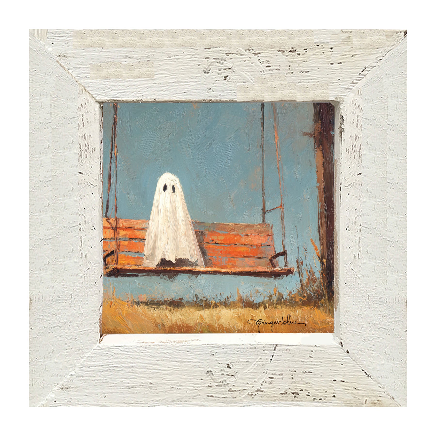 Ghost Sitting on Swing - Framed Art