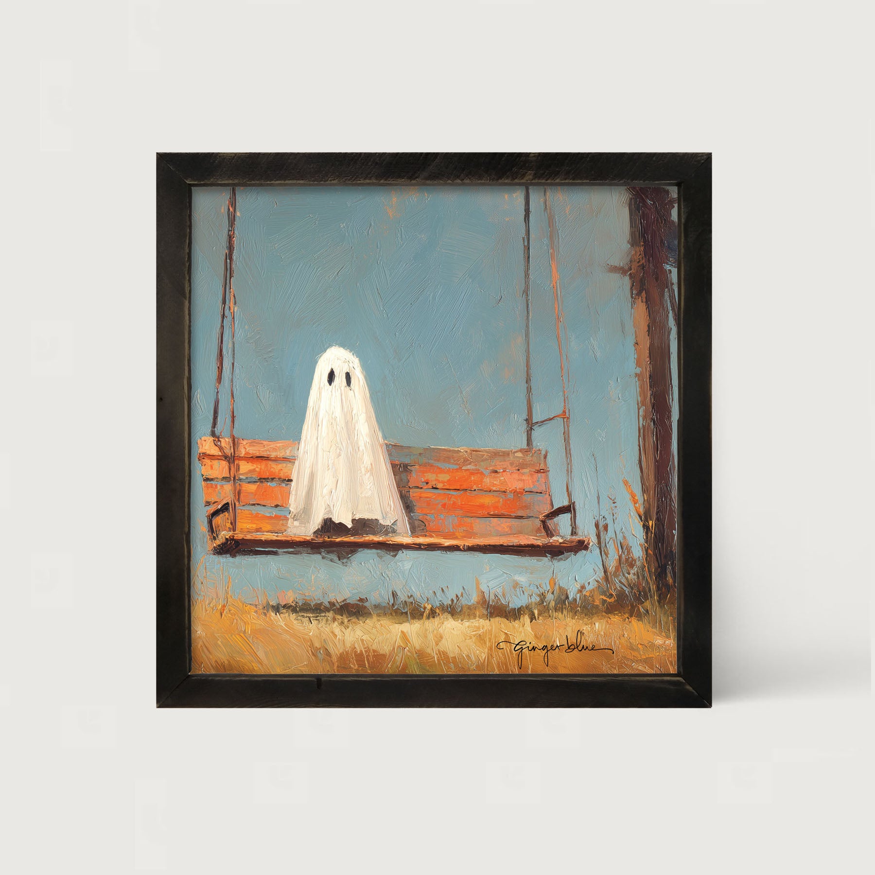 Ghost Sitting on Swing - Framed Art