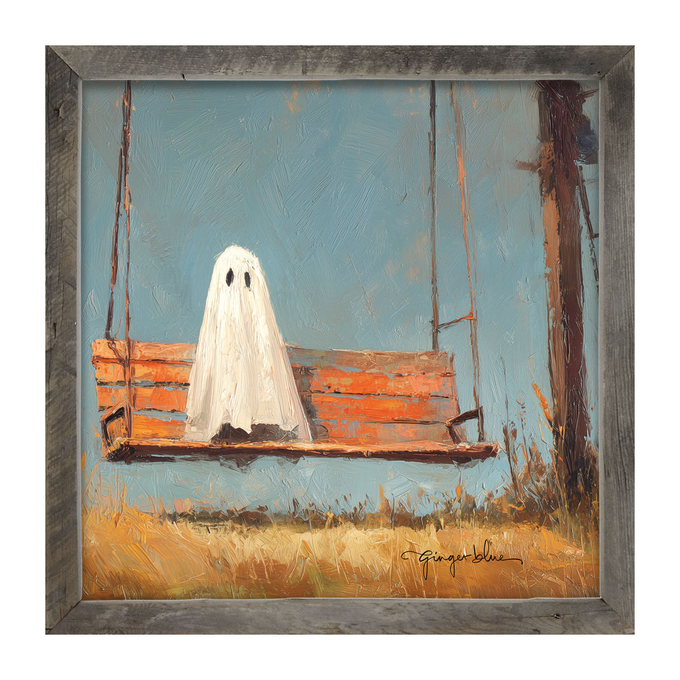 Ghost Sitting on Swing - Framed Art