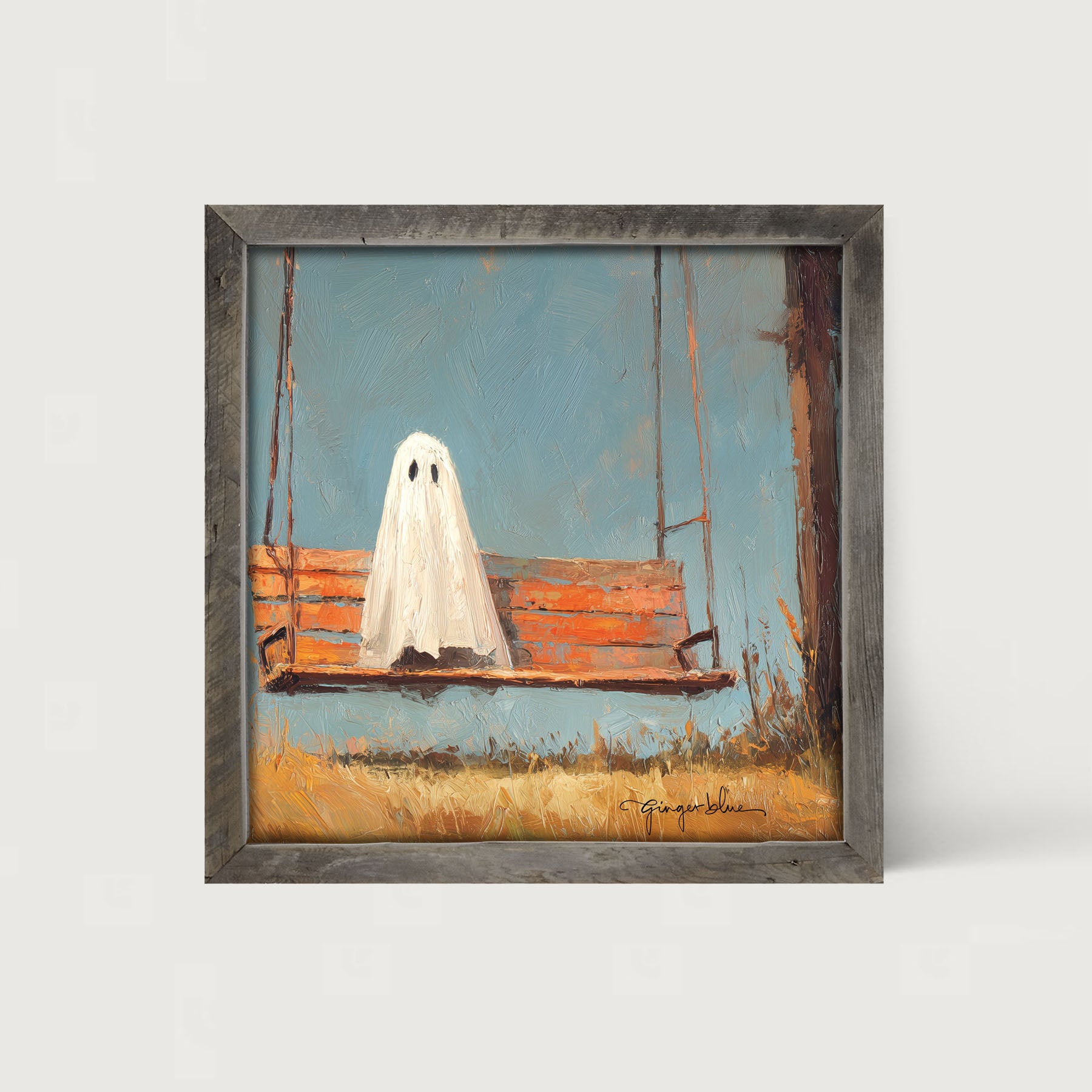Ghost Sitting on Swing - Framed Art