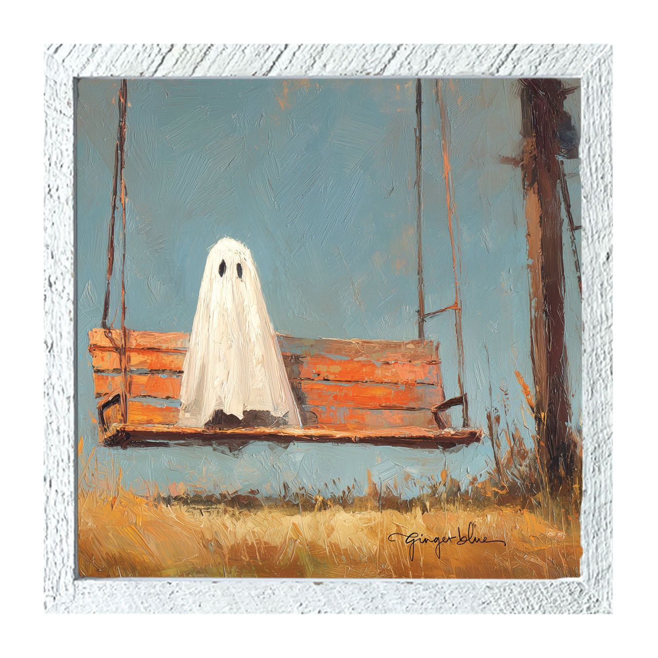 Ghost Sitting on Swing - Framed Art