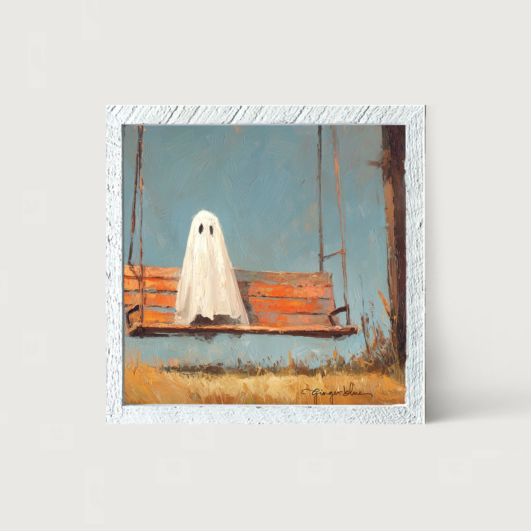Ghost Sitting on Swing - Framed Art