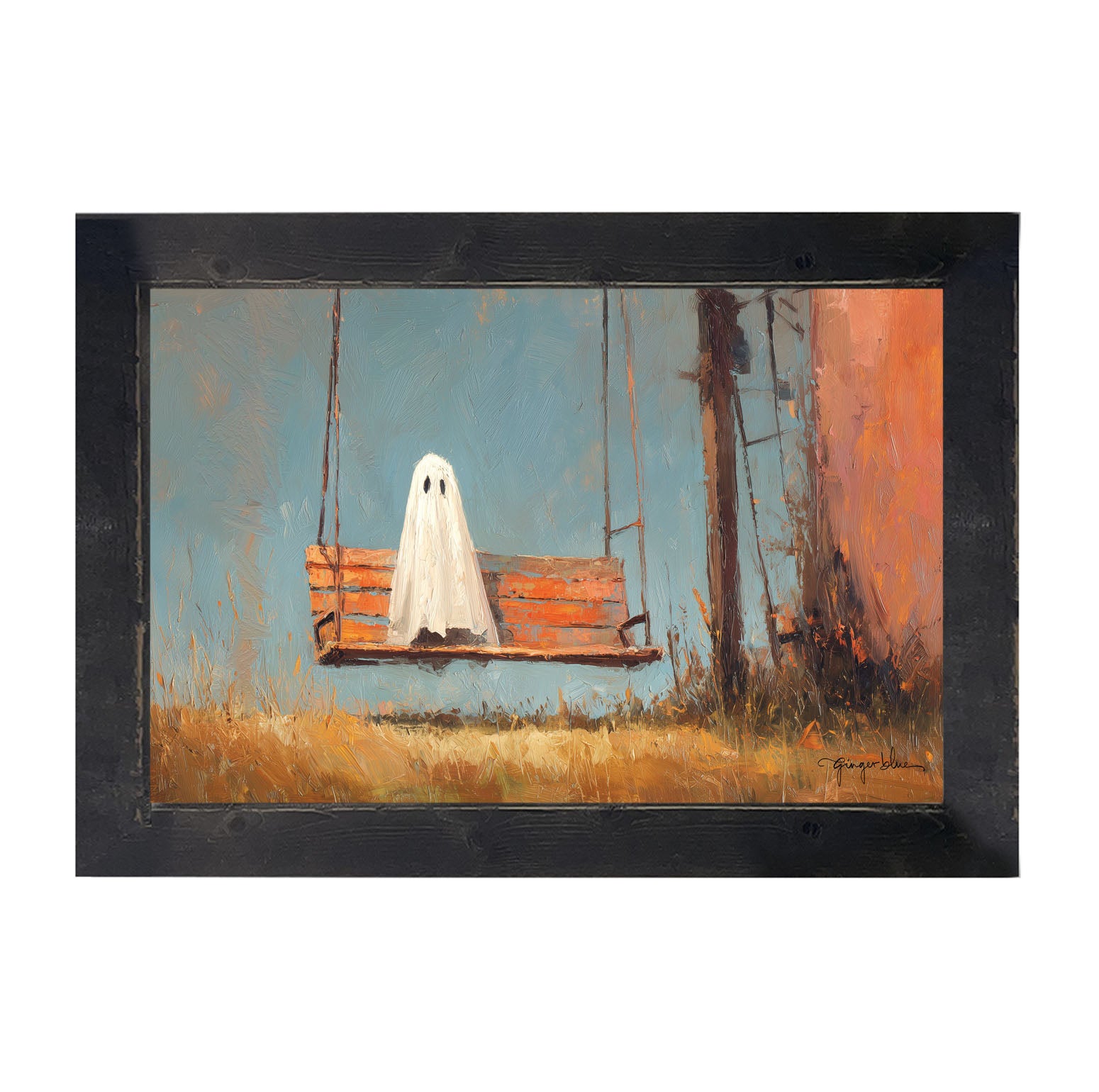 Ghost Sitting on Swing - Framed Art