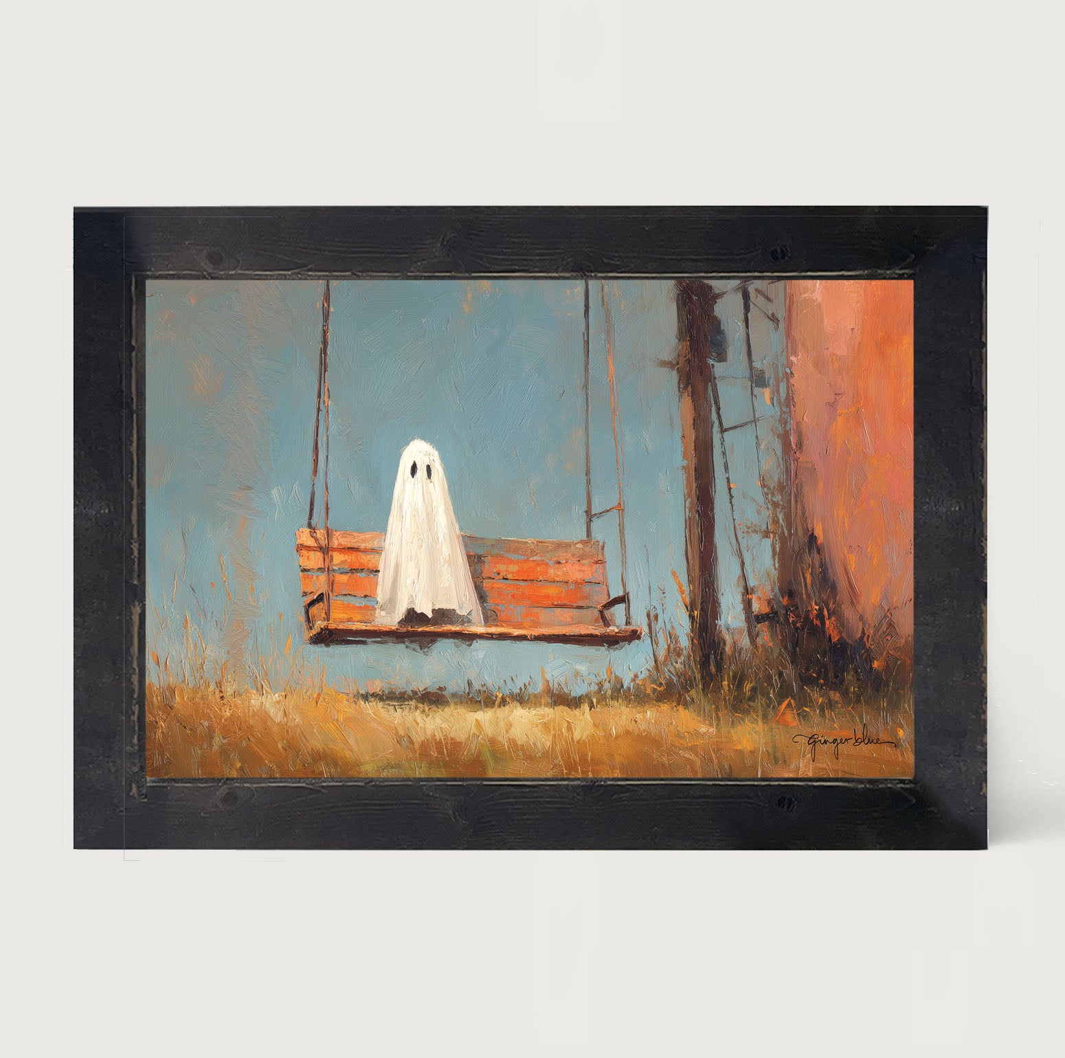 Ghost Sitting on Swing - Framed Art