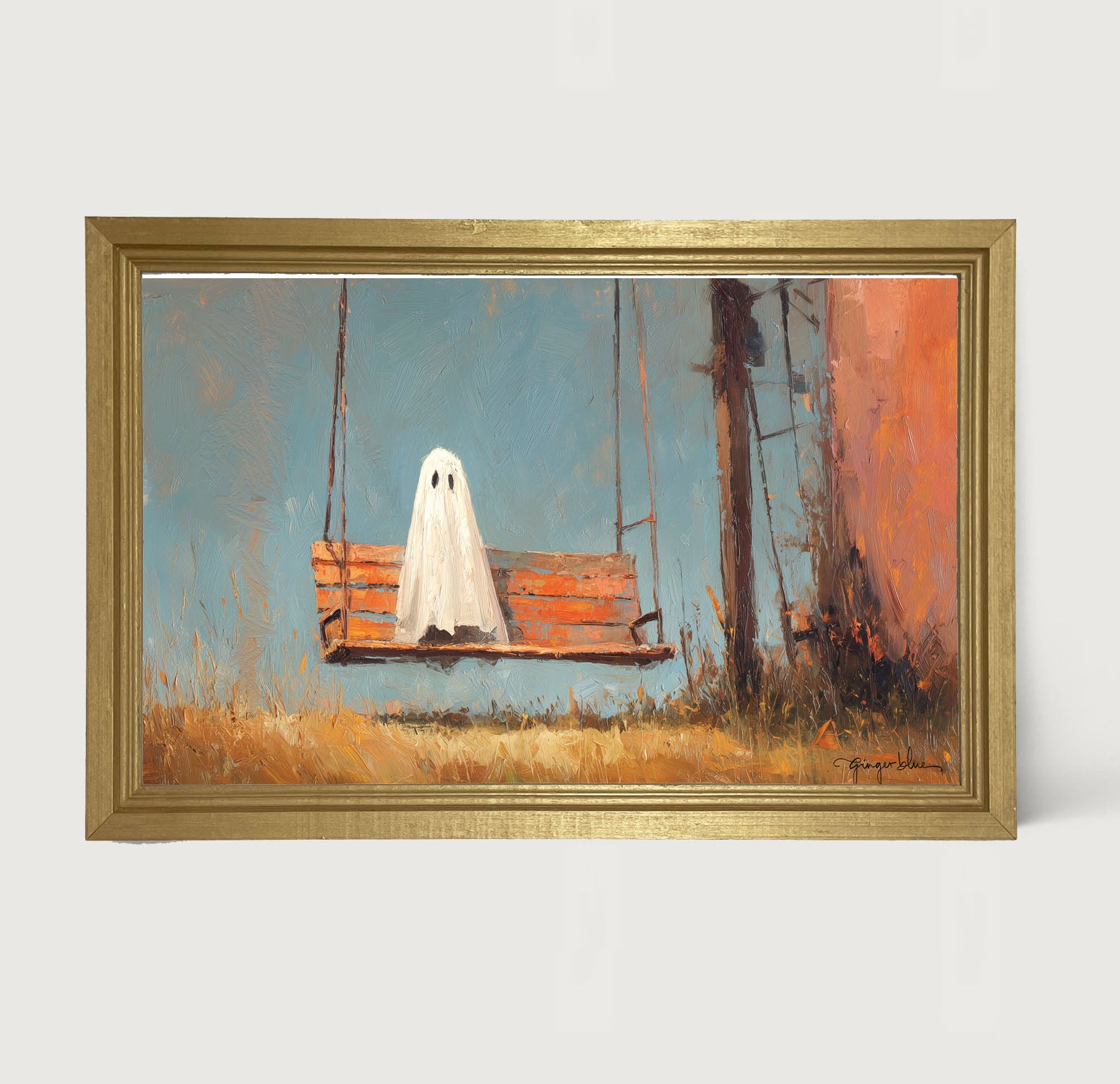 Ghost Sitting on Swing - Framed Art