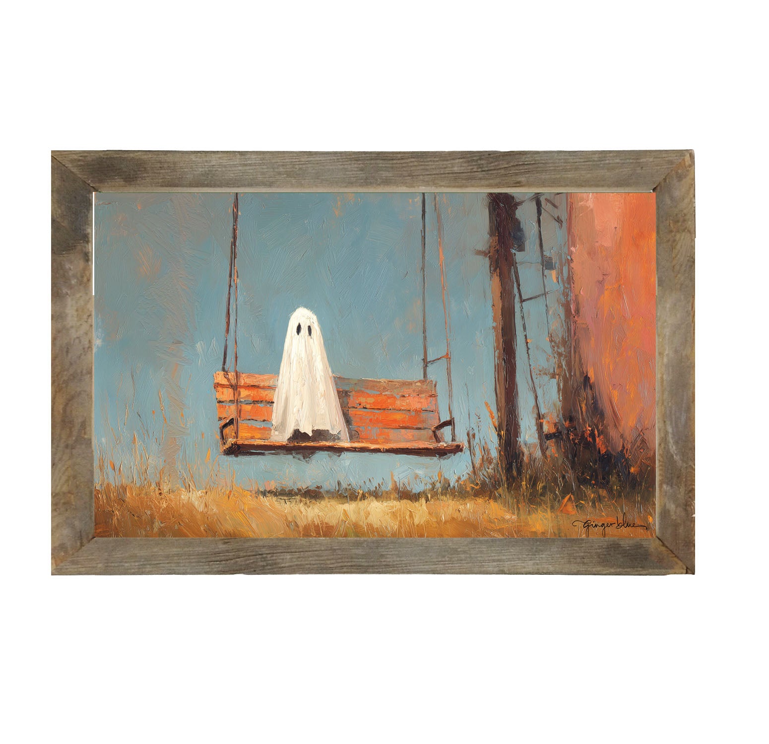 Ghost Sitting on Swing - Framed Art