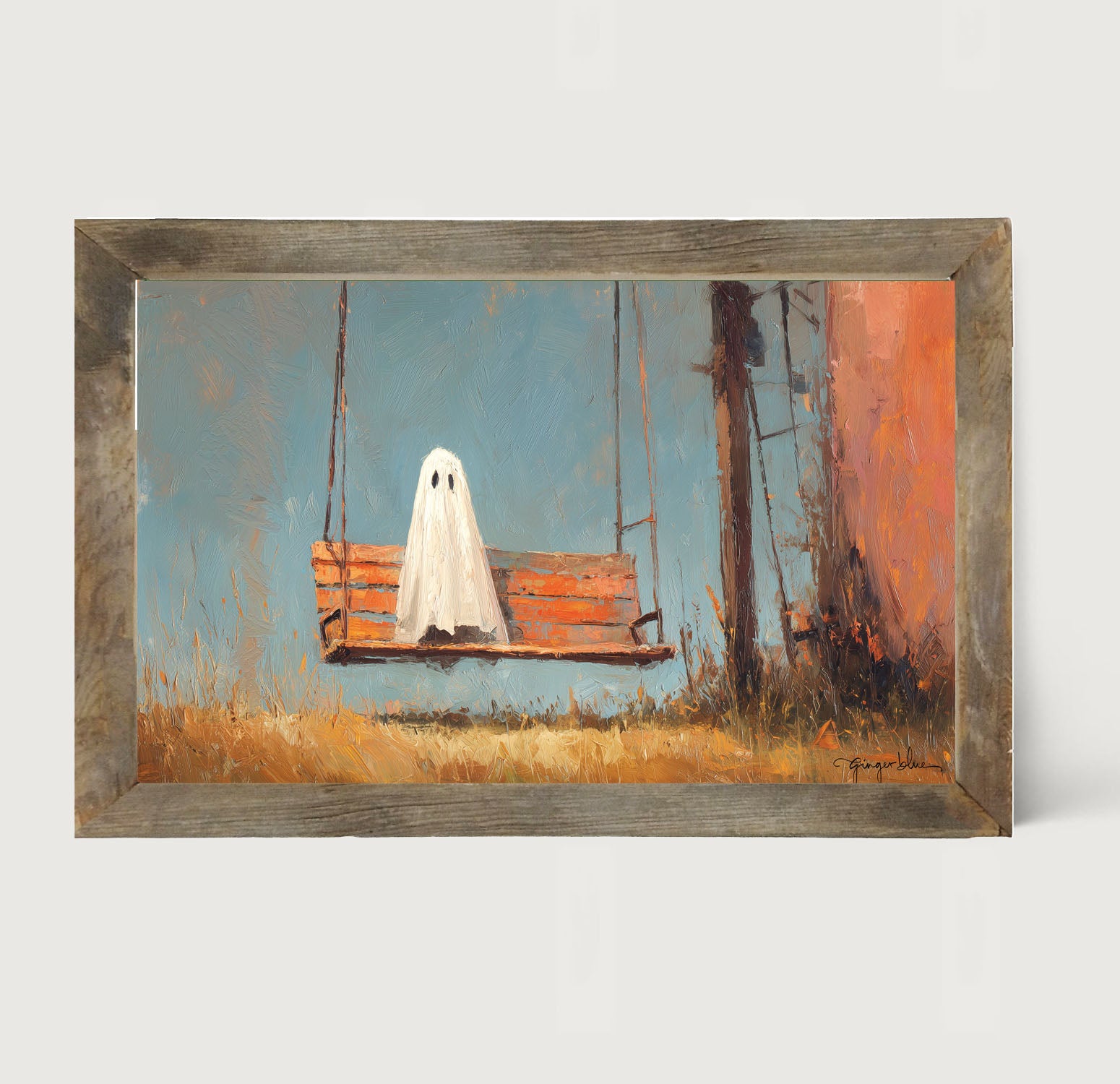 Ghost Sitting on Swing - Framed Art