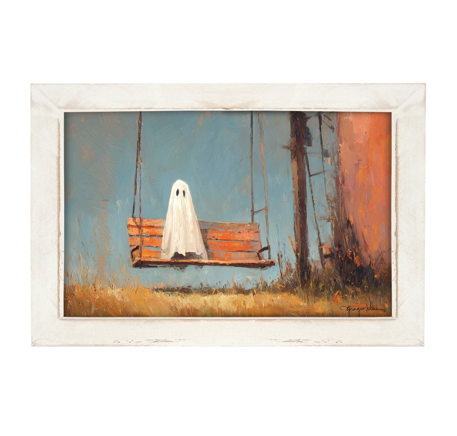 Ghost Sitting on Swing - Framed Art
