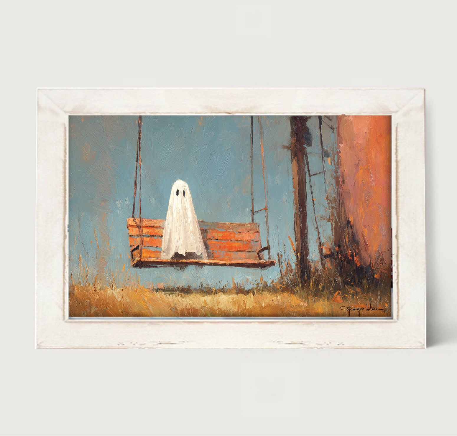 Ghost Sitting on Swing - Framed Art