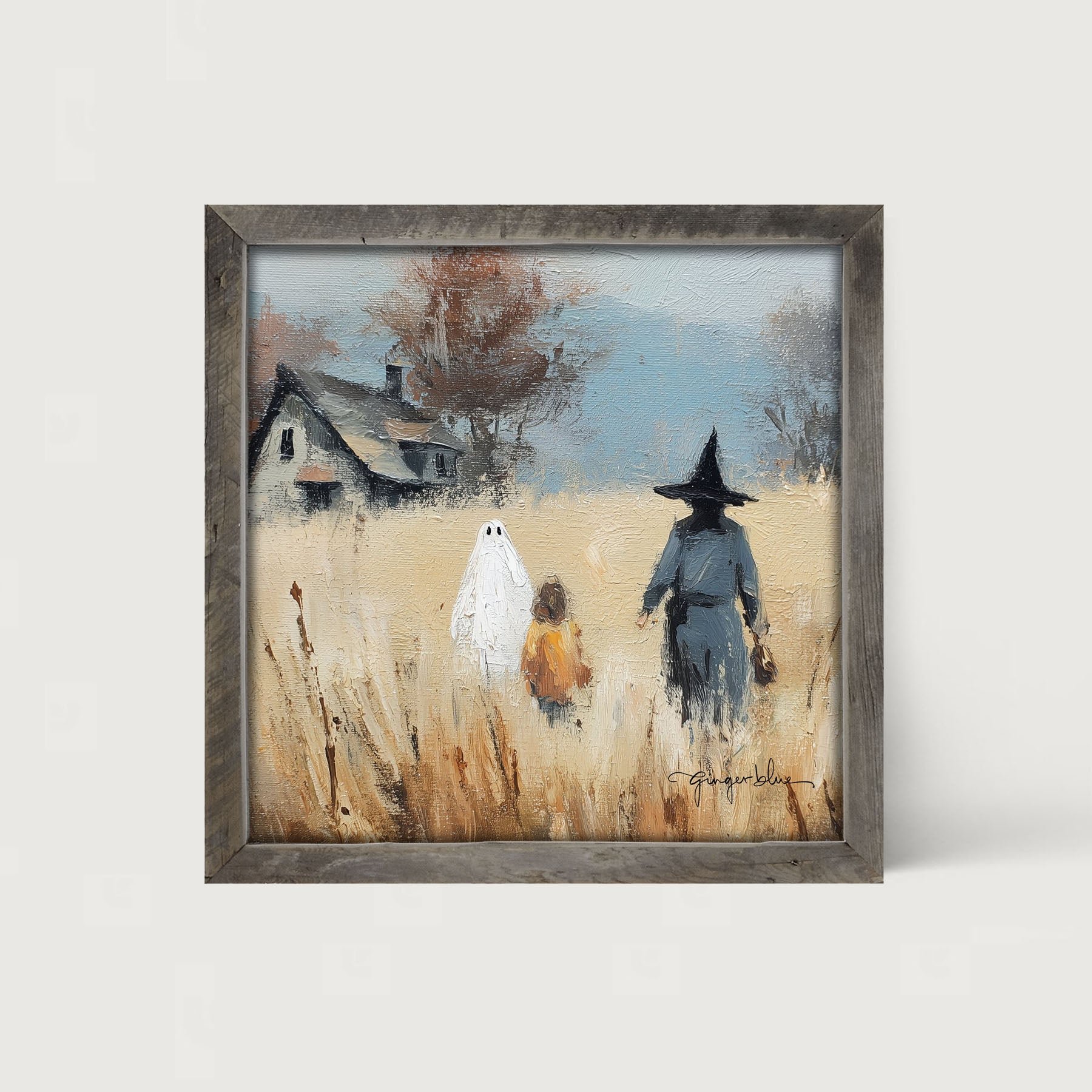 Trick or Treating in the Country - Framed Art