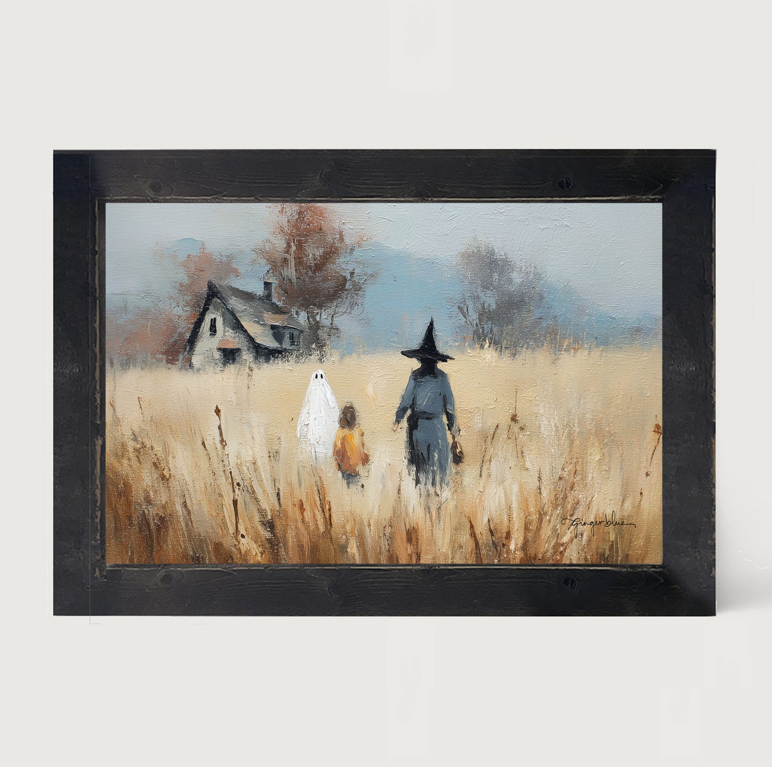Trick or Treating in the Country - Framed Art