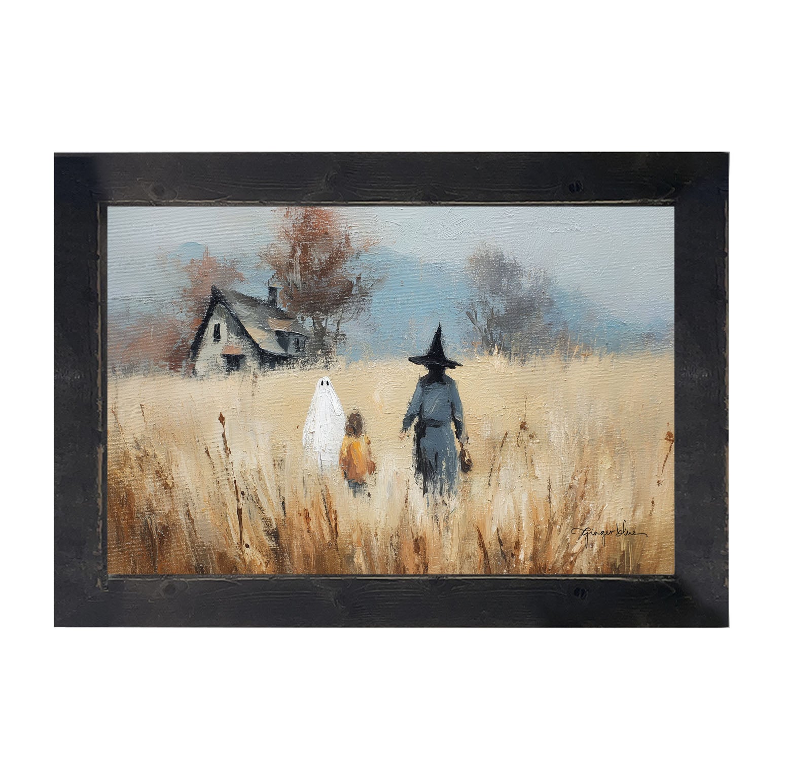 Trick or Treating in the Country - Framed Art