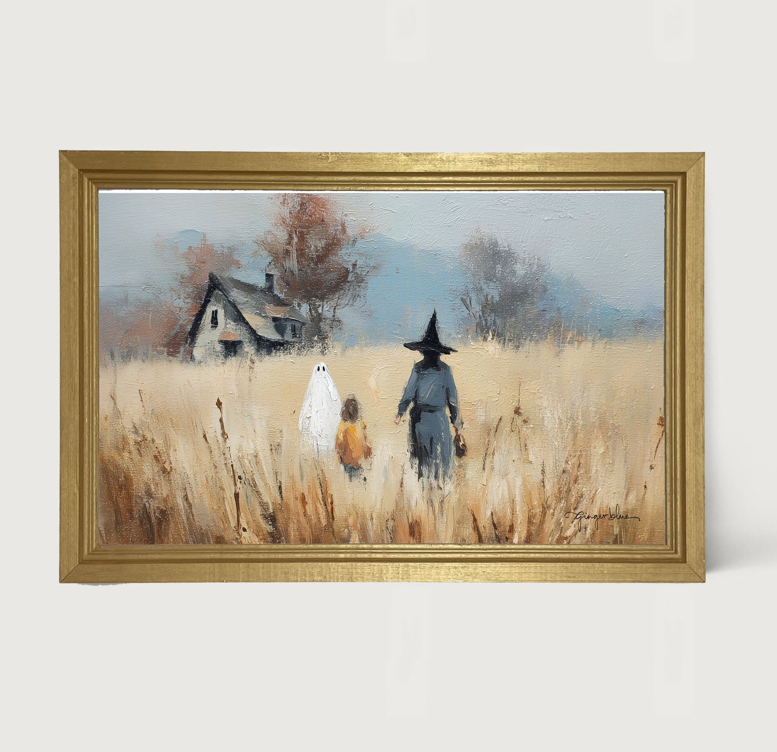 Trick or Treating in the Country - Framed Art