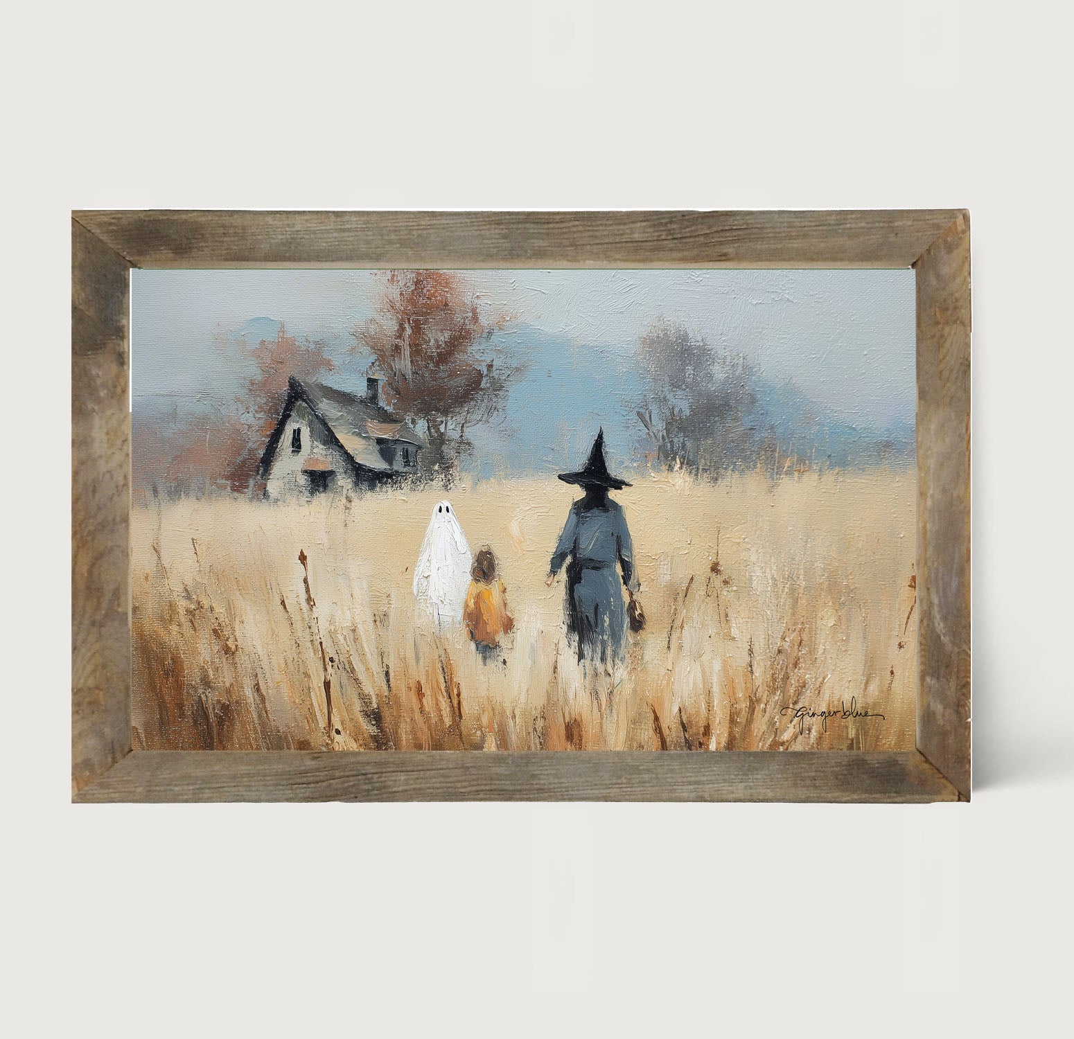 Trick or Treating in the Country - Framed Art