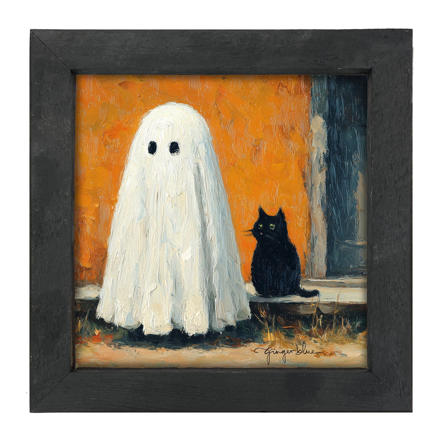 Ghost with Black Cat - Framed Art