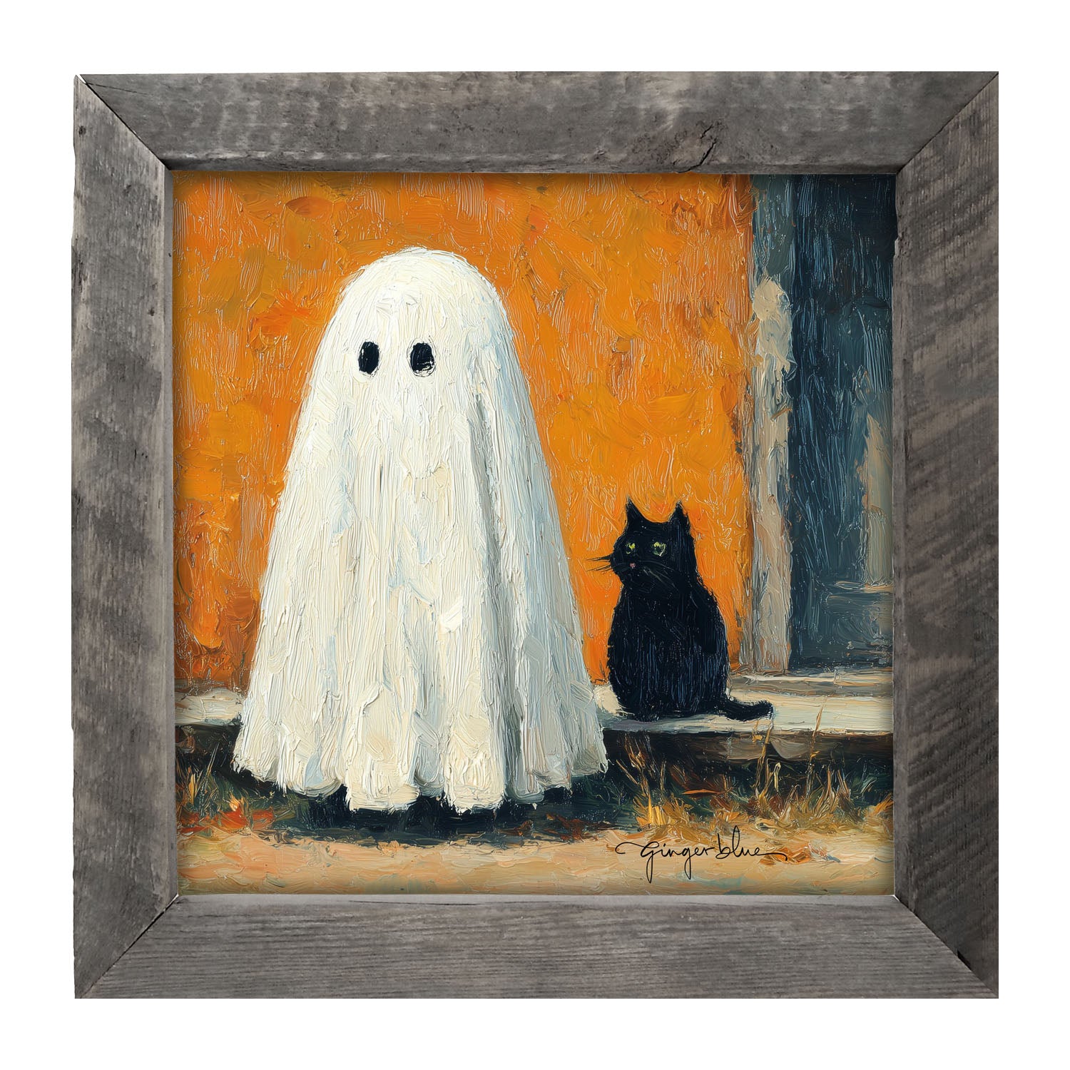 Ghost with Black Cat - Framed Art