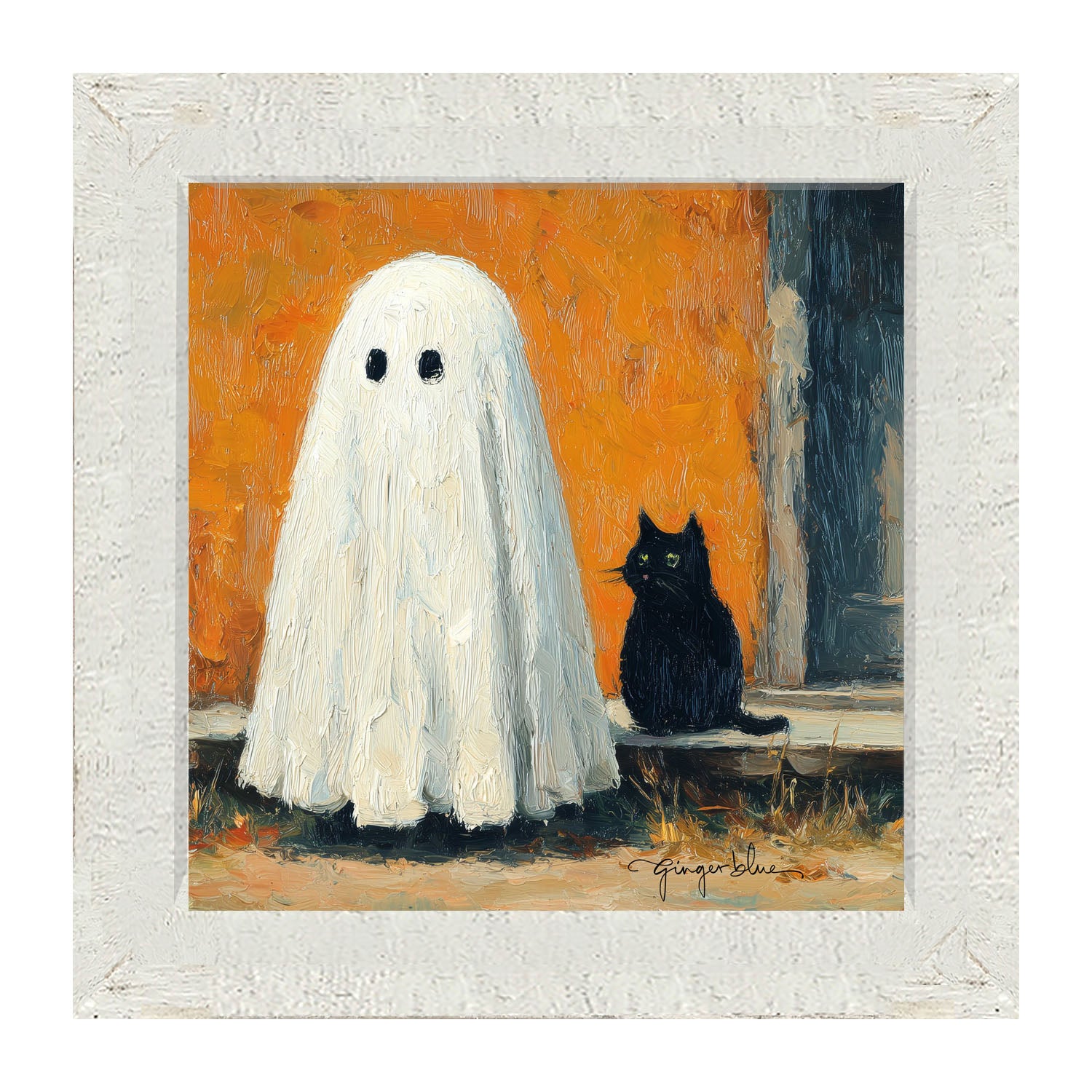 Ghost with Black Cat - Framed Art