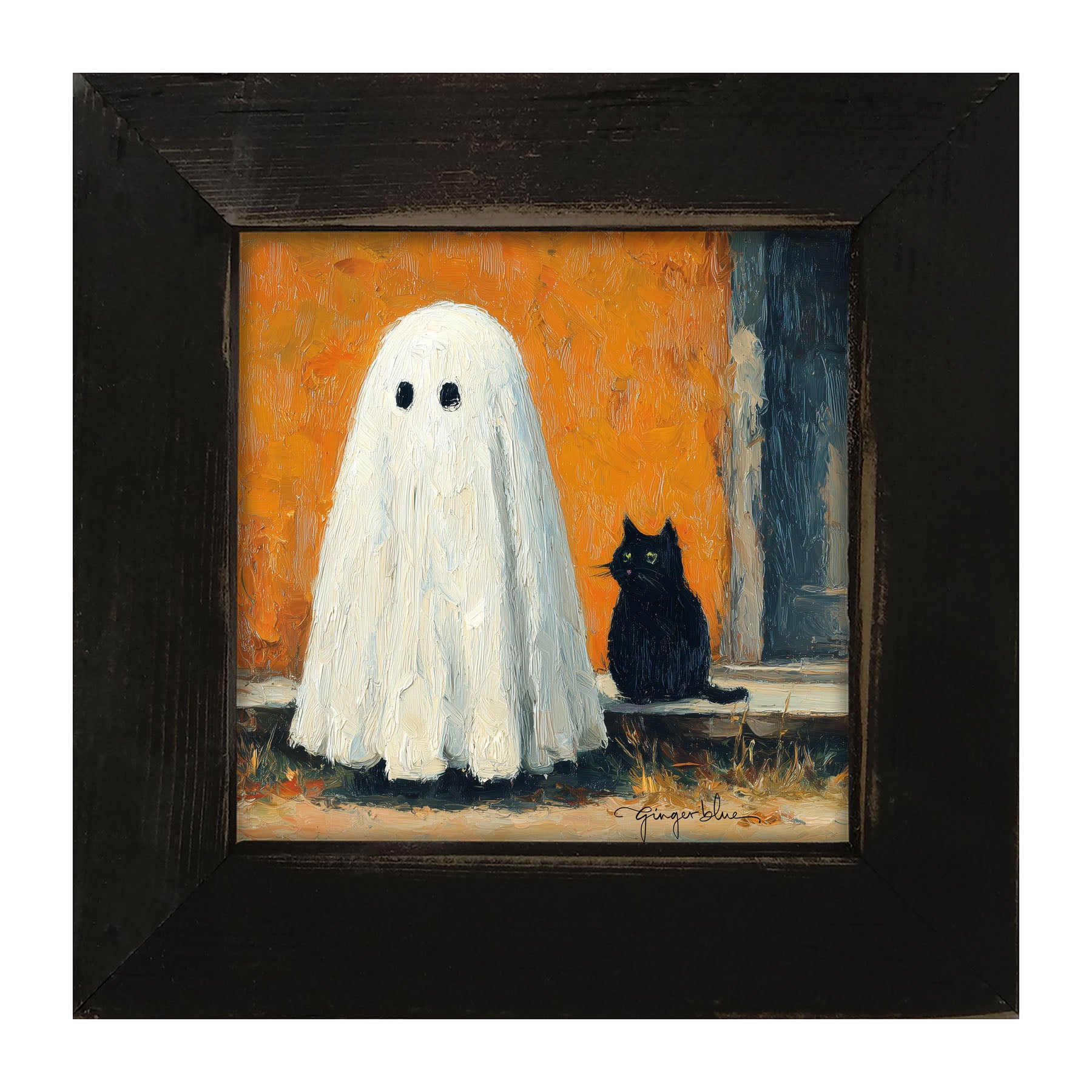 Ghost with Black Cat - Framed Art