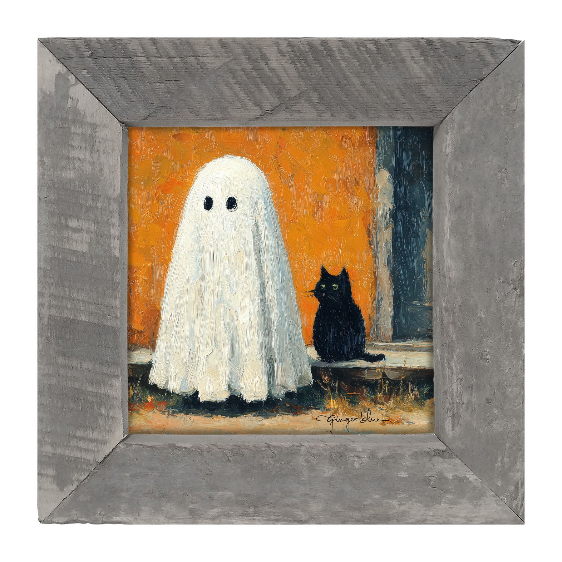 Ghost with Black Cat - Framed Art