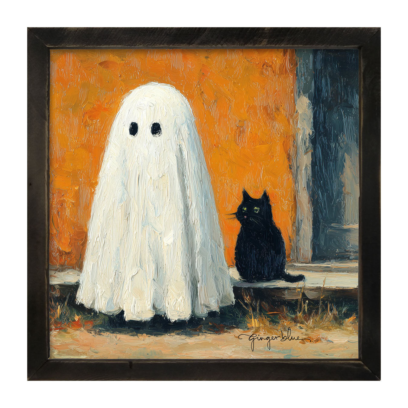 Ghost with Black Cat - Framed Art