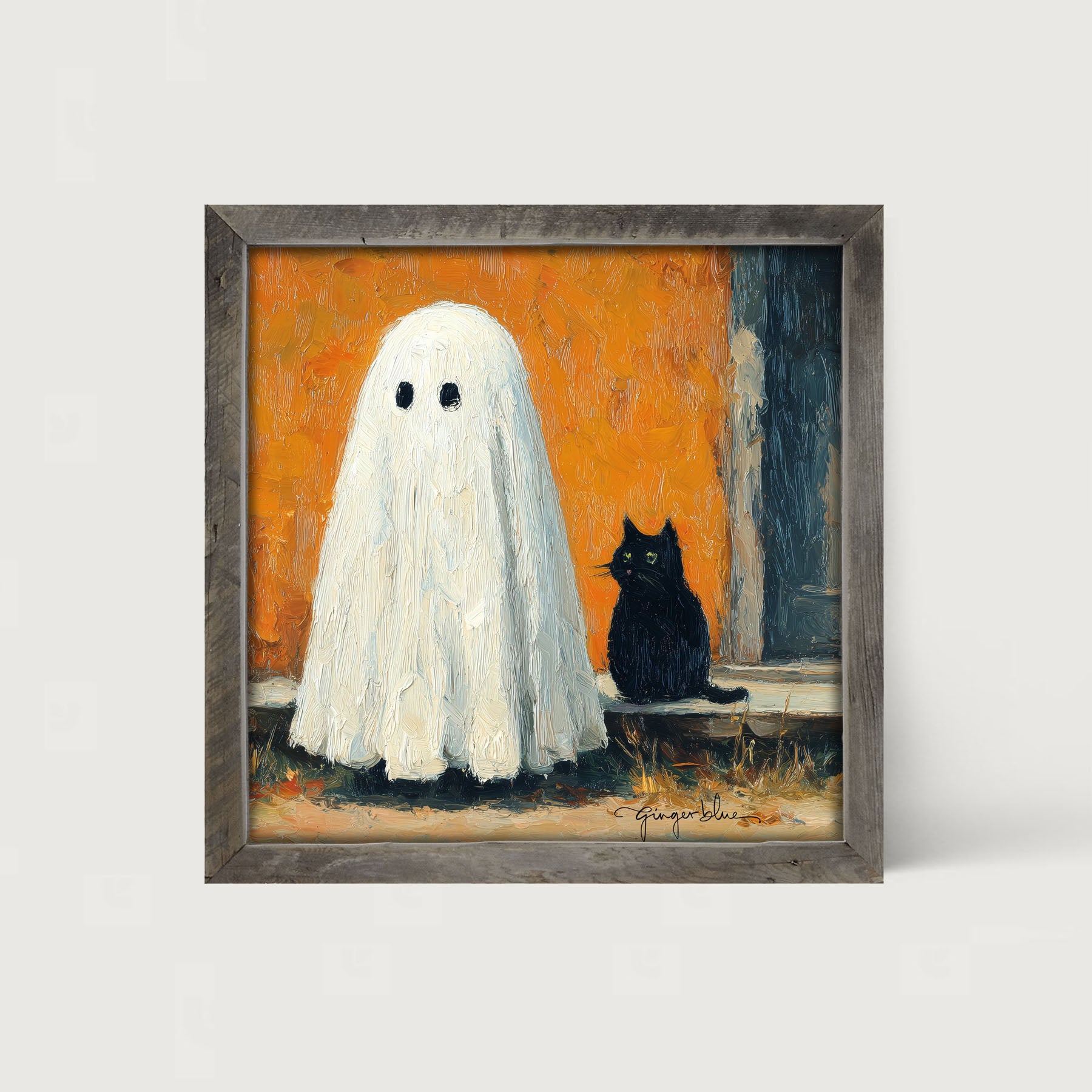 Ghost with Black Cat - Framed Art