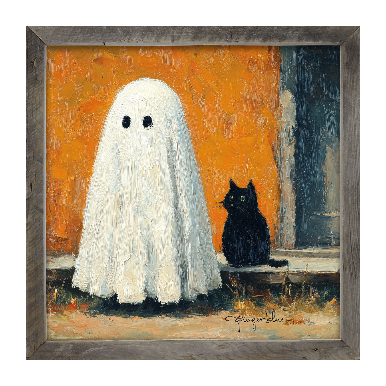 Ghost with Black Cat - Framed Art