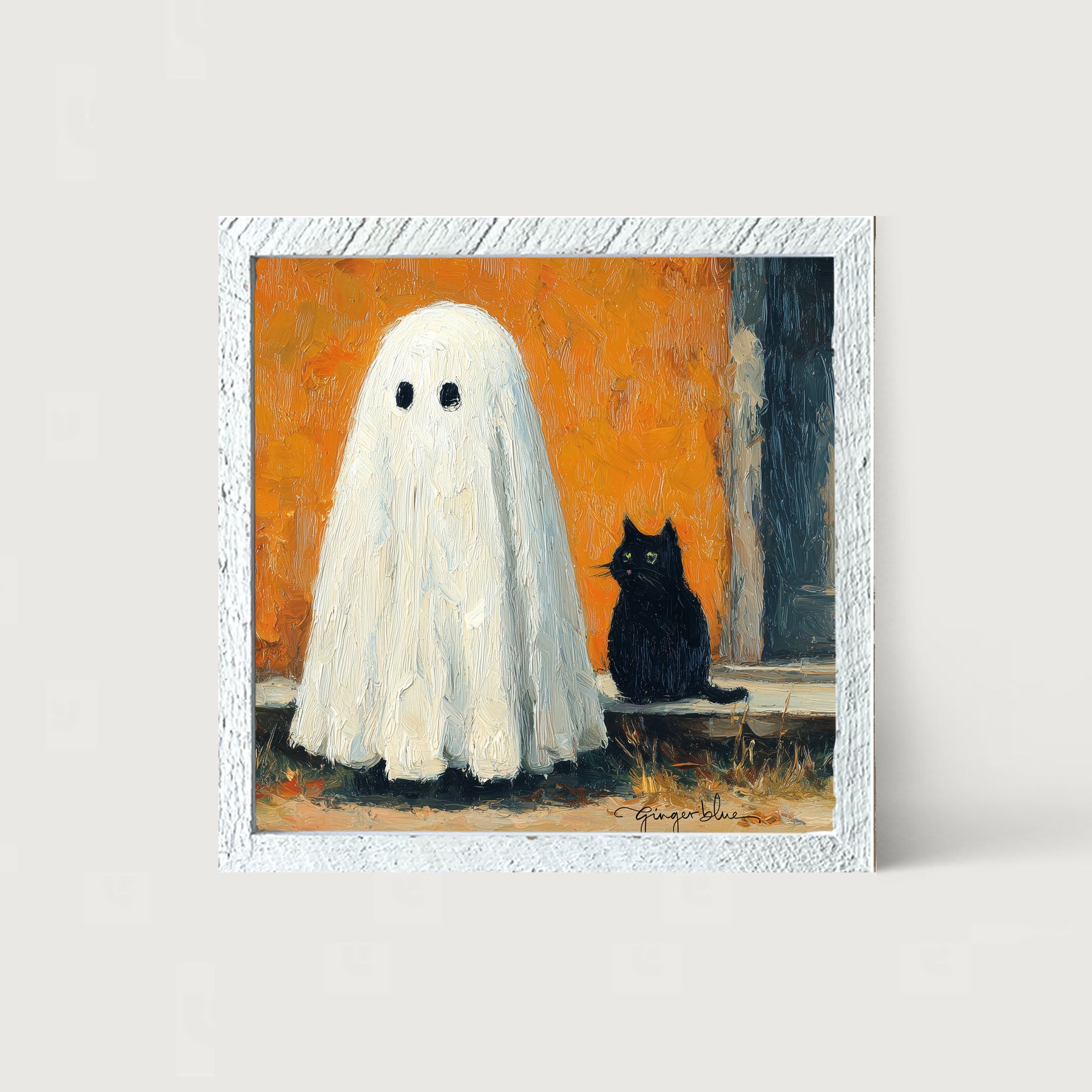 Ghost with Black Cat - Framed Art