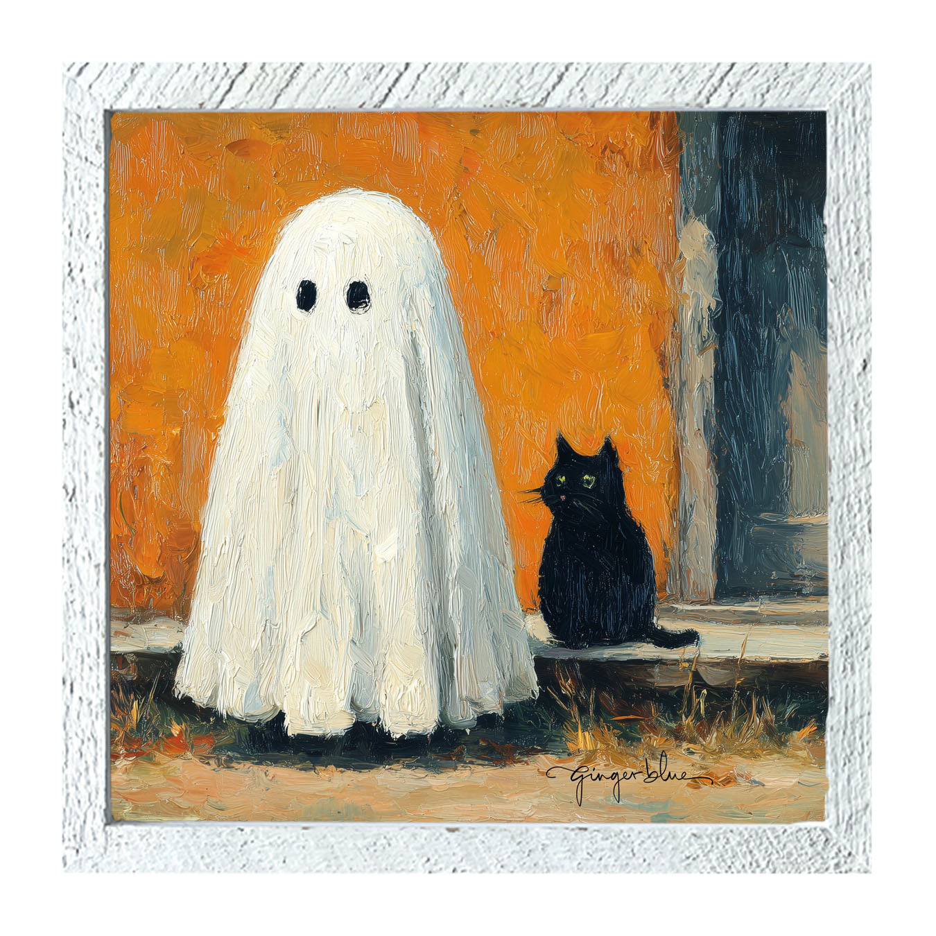 Ghost with Black Cat - Framed Art