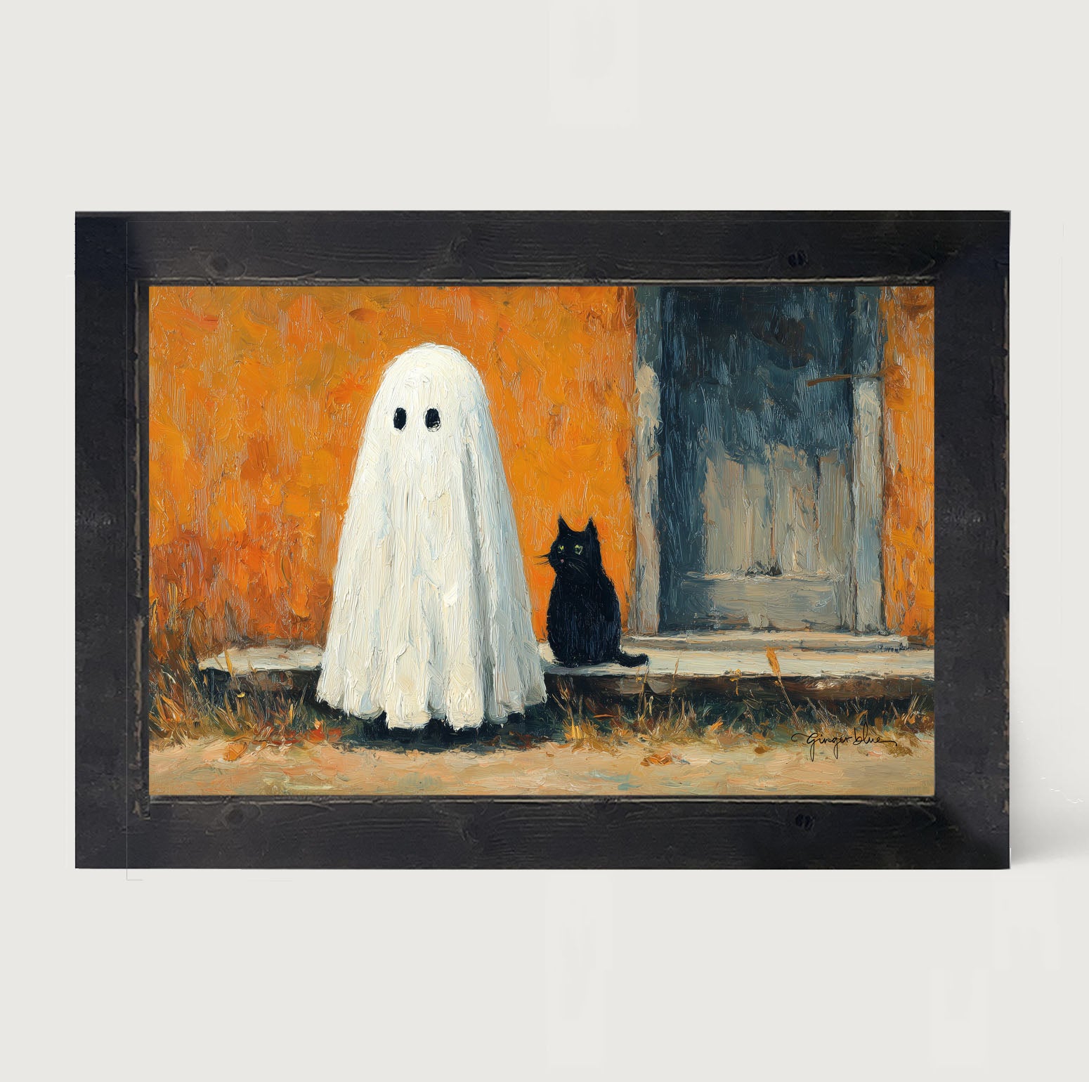 Ghost with Black Cat - Framed Art