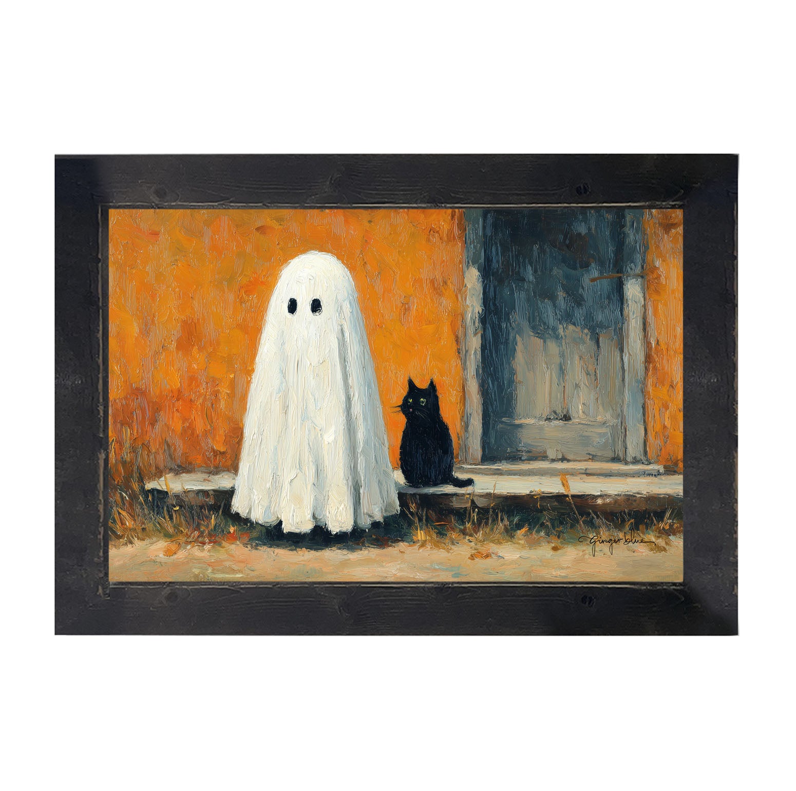 Ghost with Black Cat - Framed Art