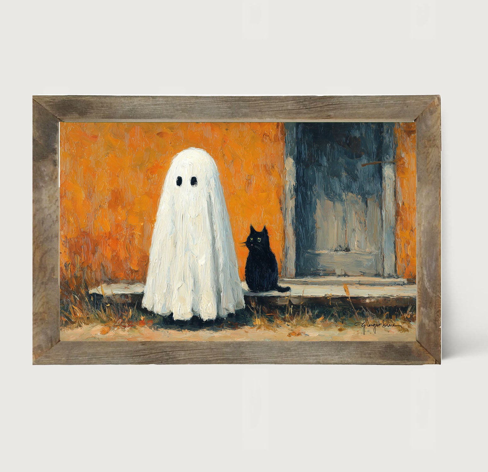 Ghost with Black Cat - Framed Art