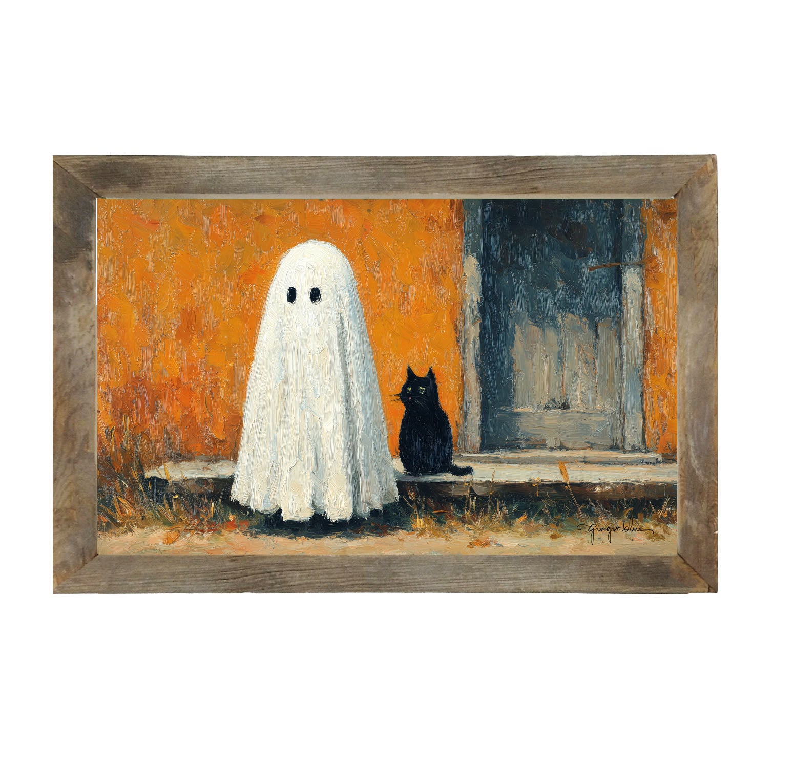 Ghost with Black Cat - Framed Art