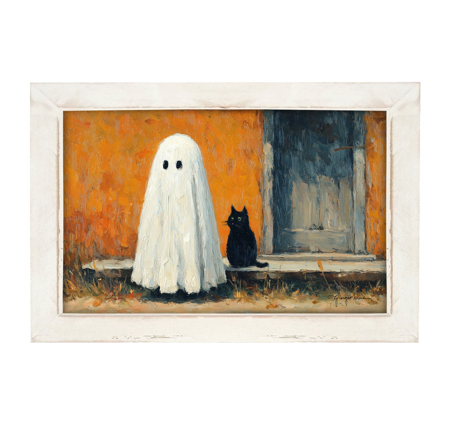 Ghost with Black Cat - Framed Art