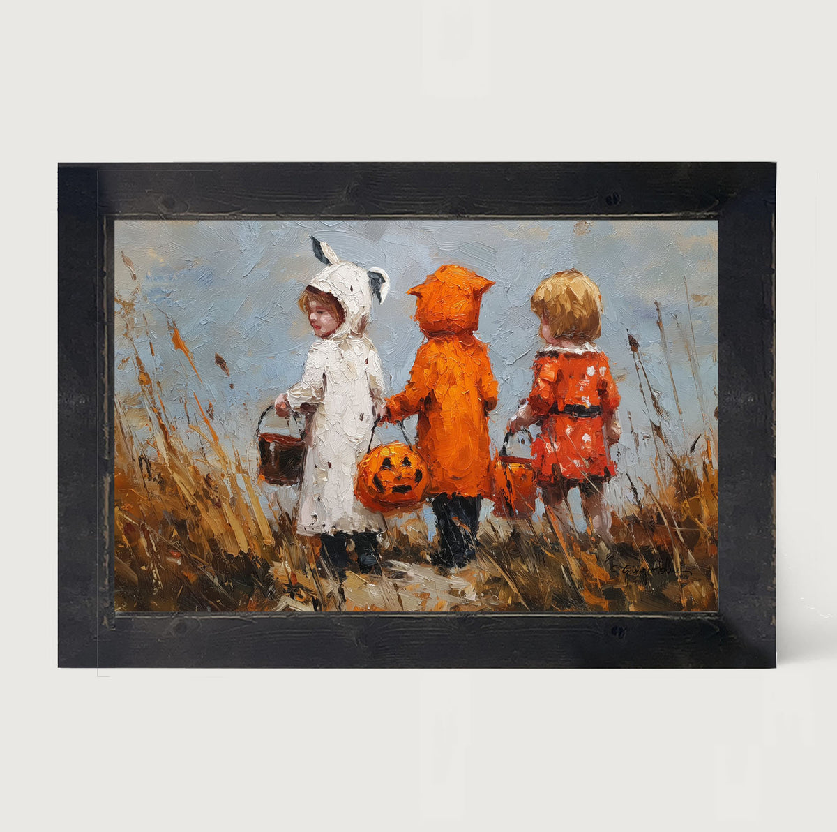 Children Trick or Treating in the Country
