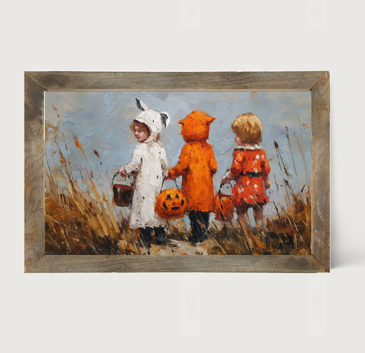 Children Trick or Treating in the Country