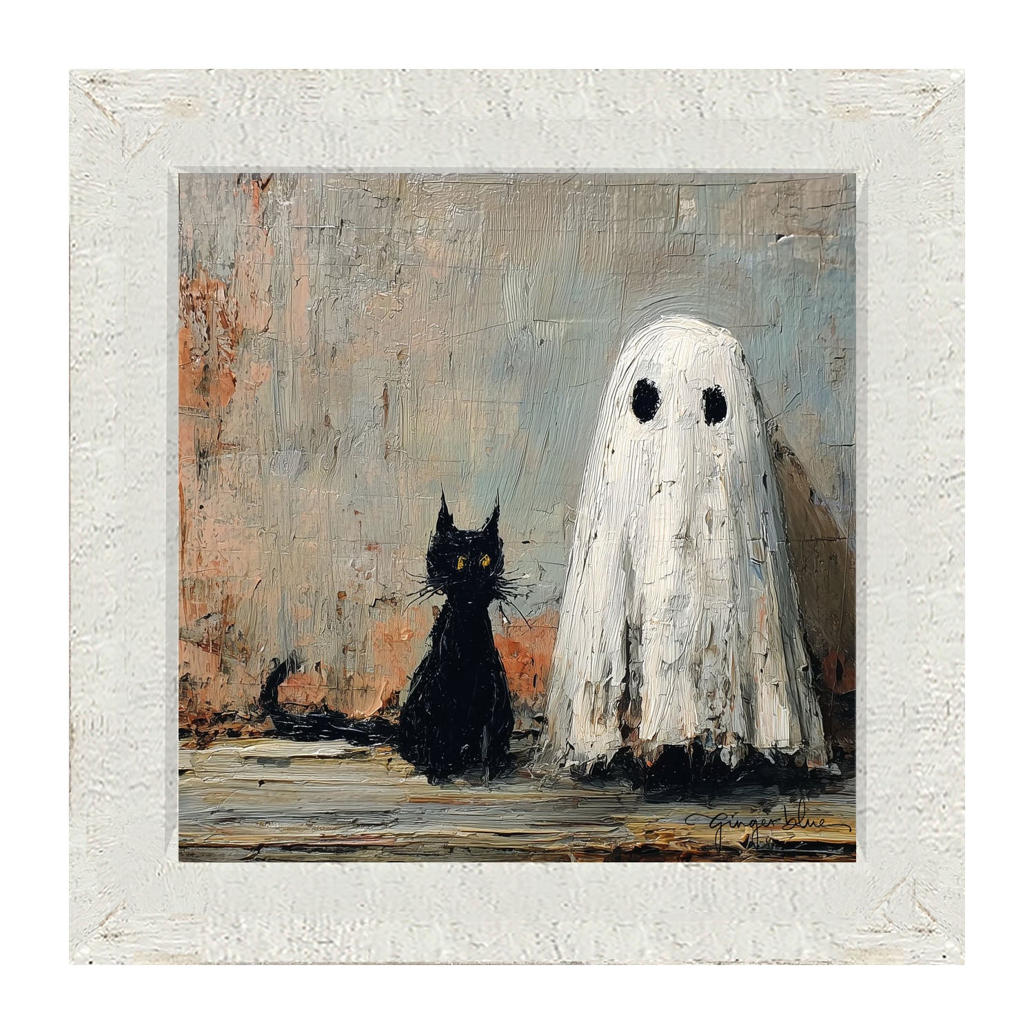Black Cat and Ghost - Framed Art