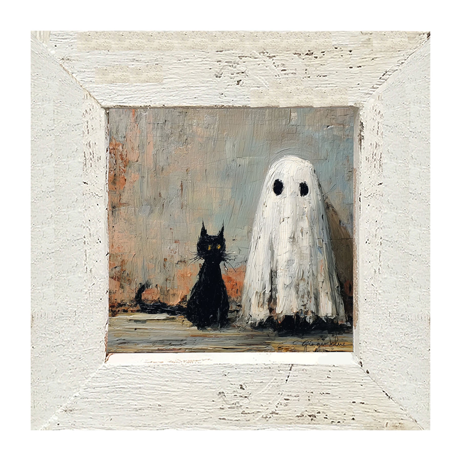 Black Cat and Ghost - Framed Art