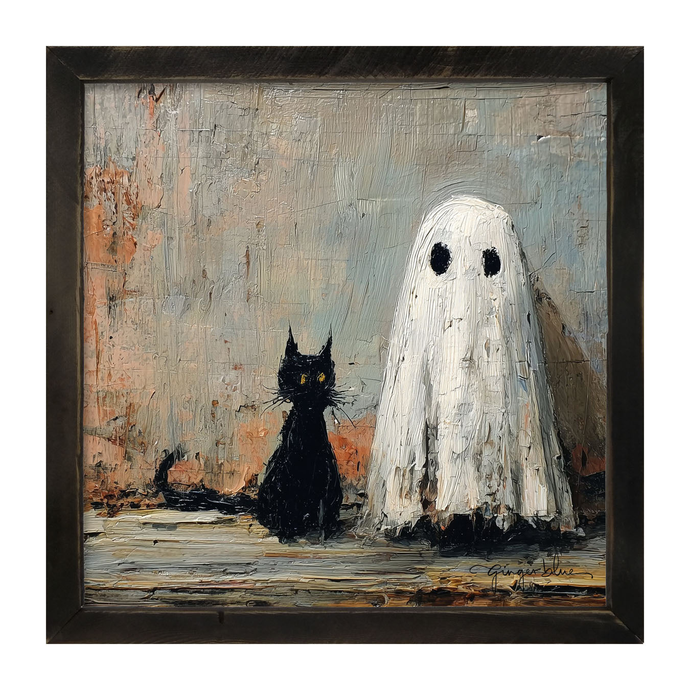 Black Cat and Ghost - Framed Art