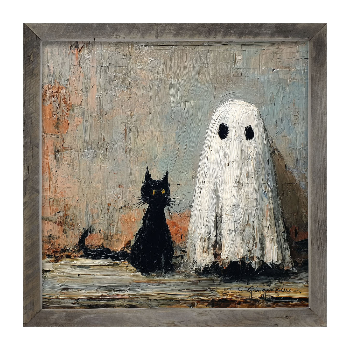 Black Cat and Ghost - Framed Art