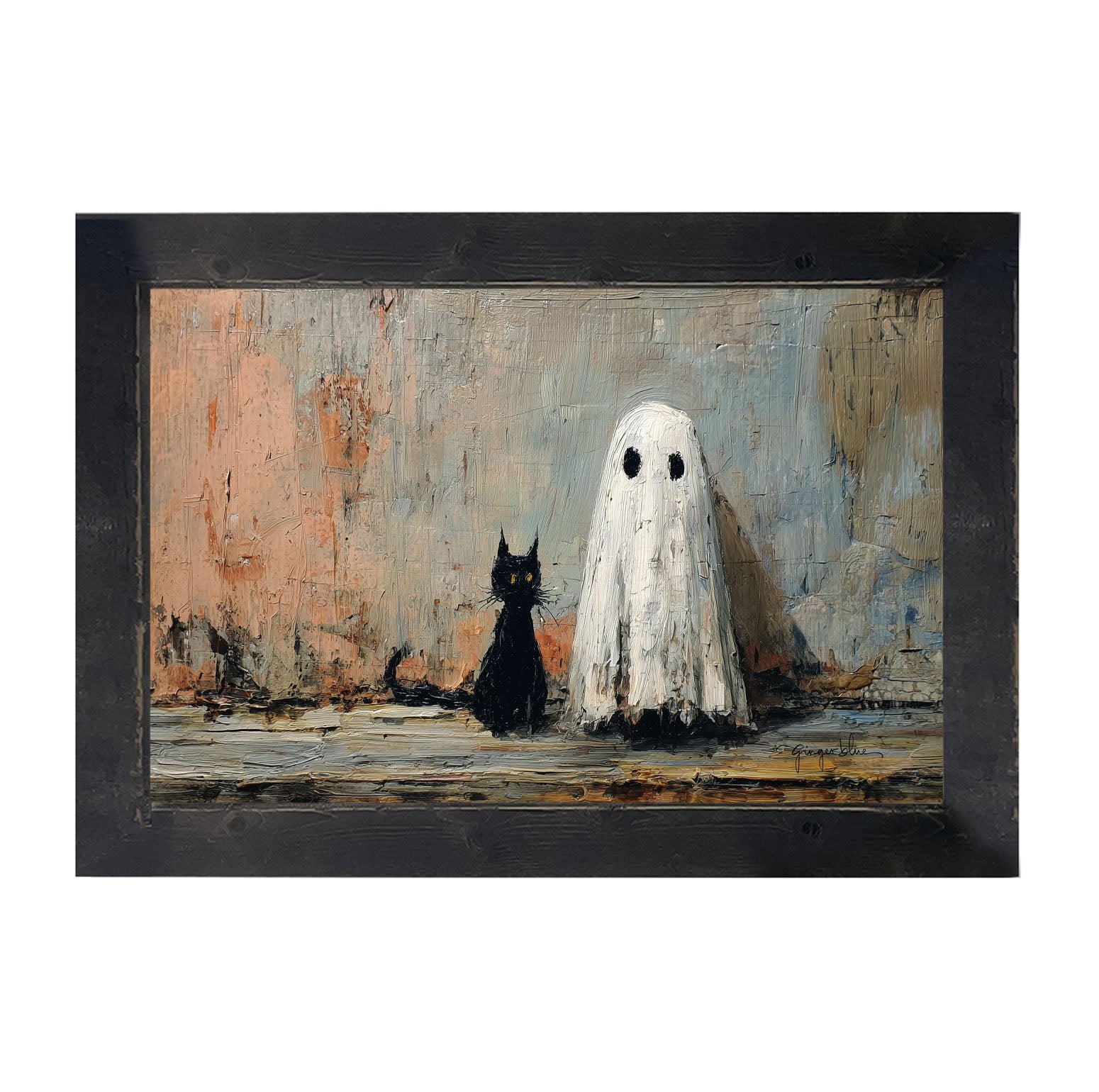 Black Cat and Ghost - Framed Art