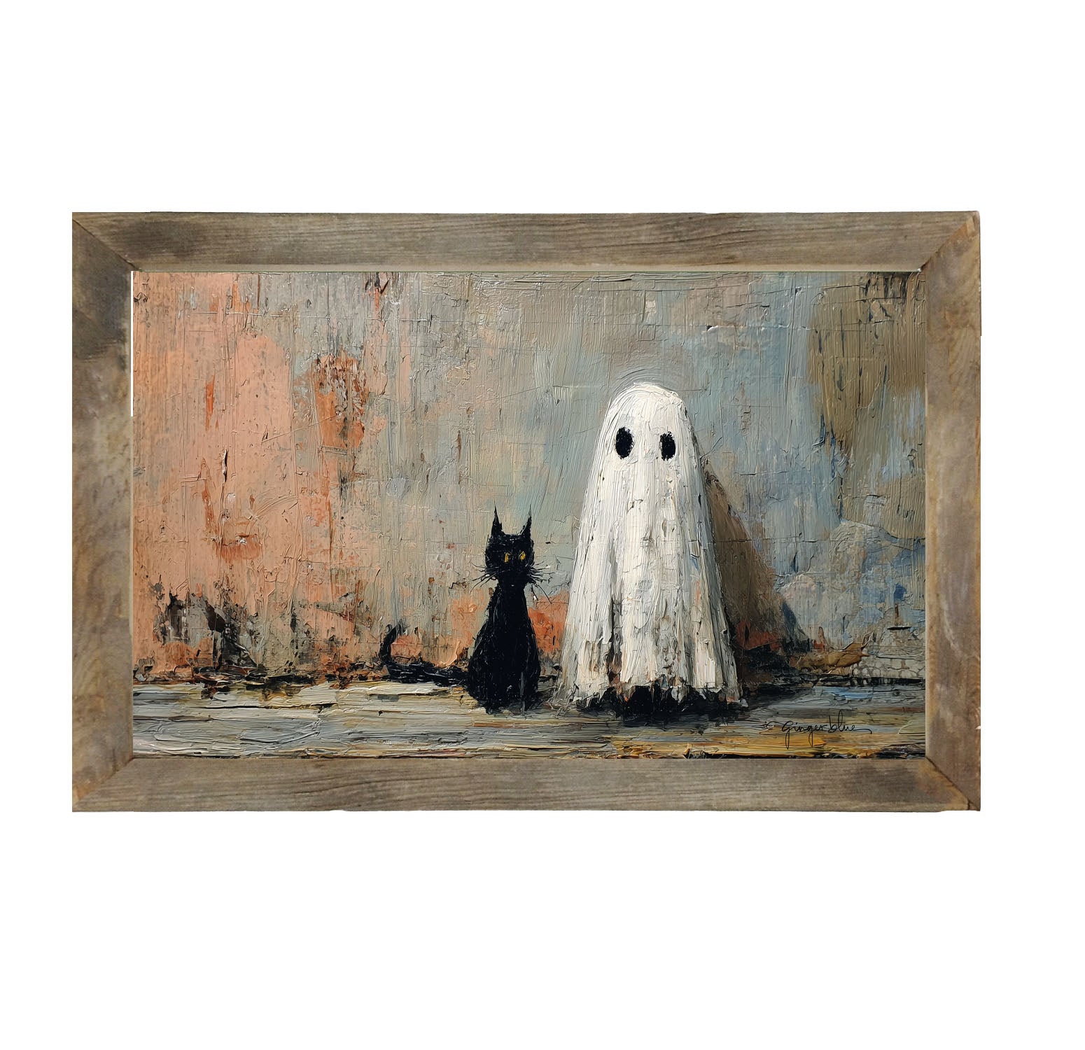 Black Cat and Ghost - Framed Art