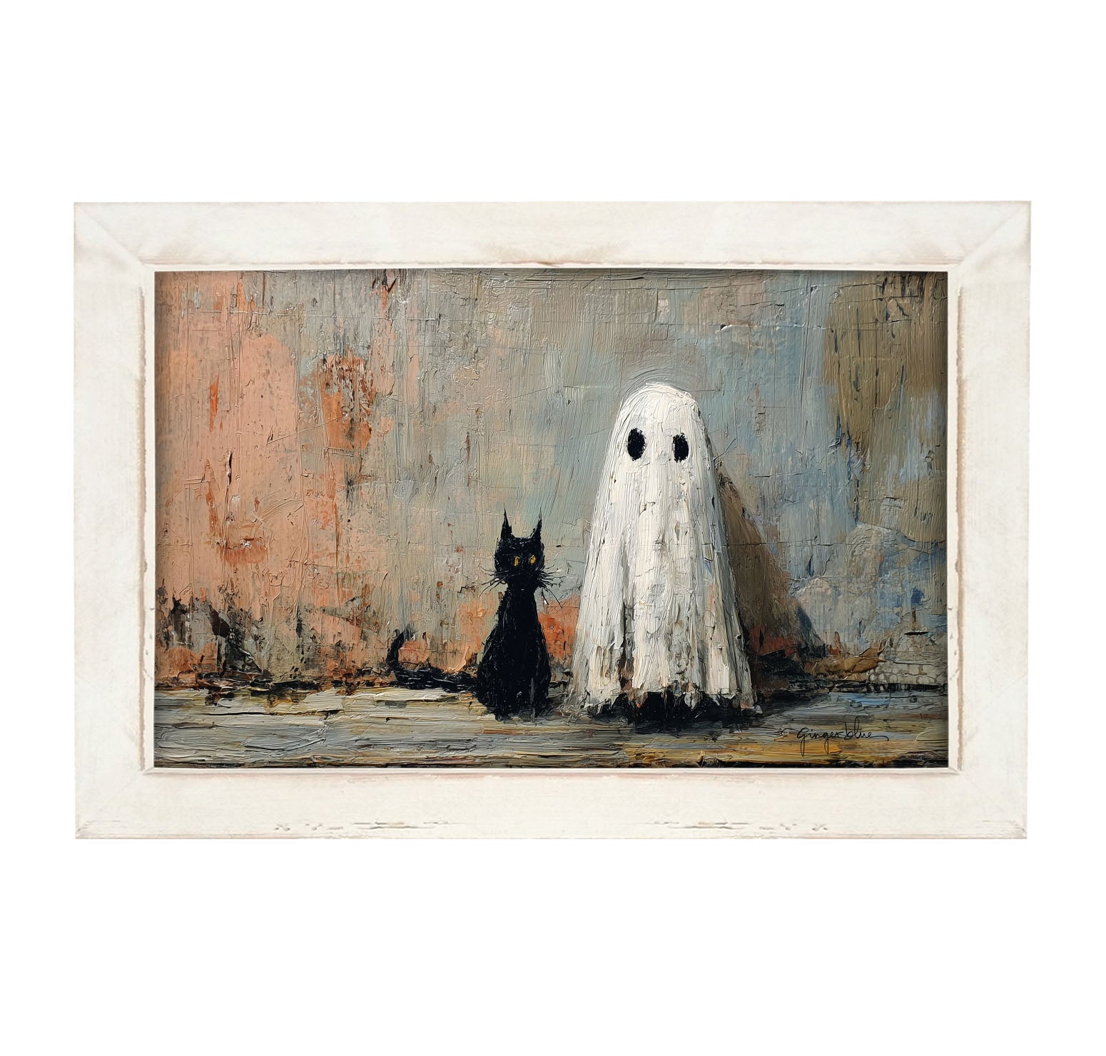 Black Cat and Ghost - Framed Art
