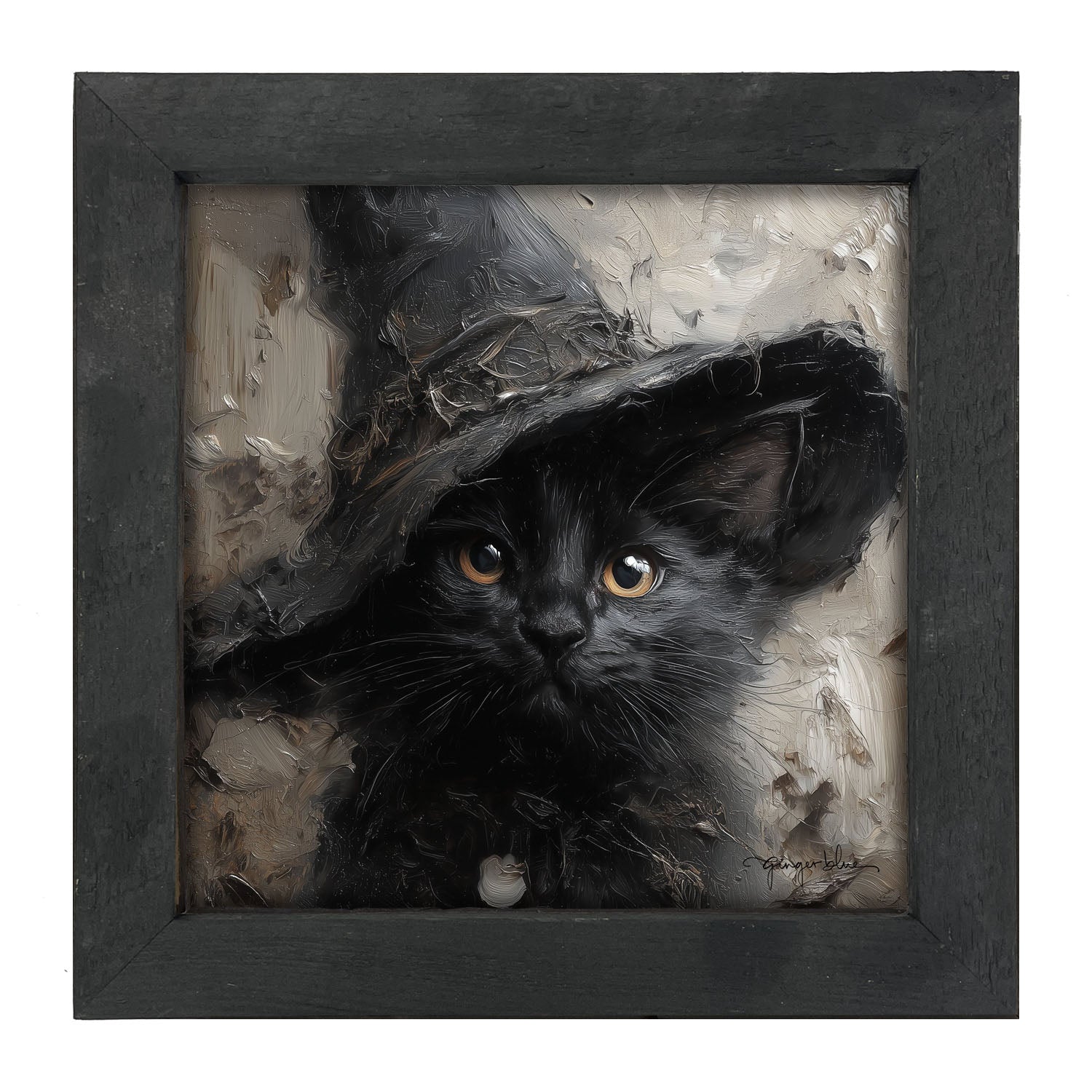 Witch Hat Black Cat - Framed Art