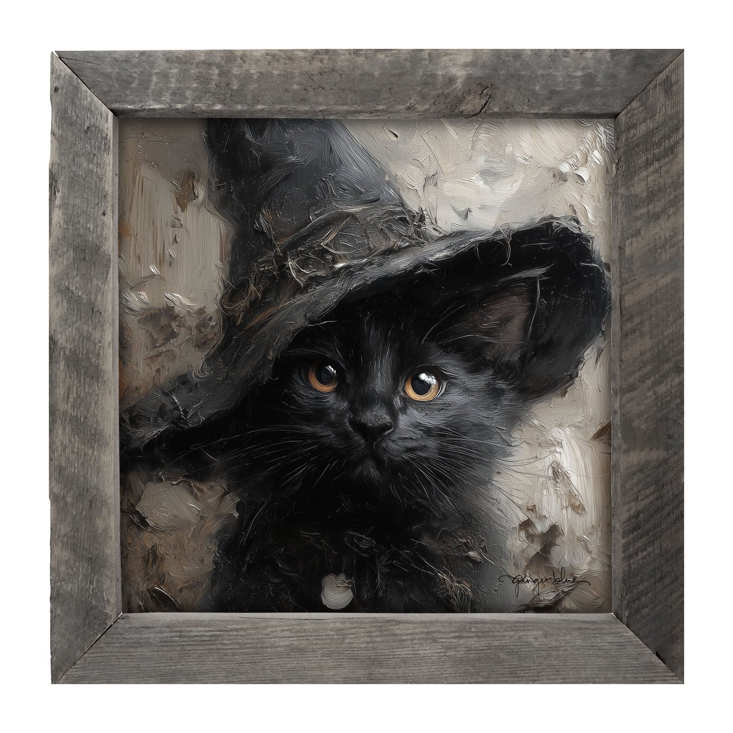 Witch Hat Black Cat - Framed Art
