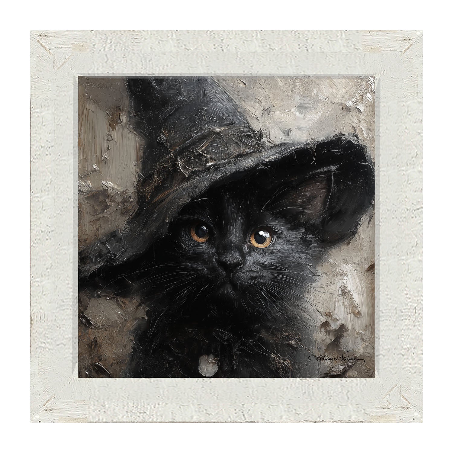 Witch Hat Black Cat - Framed Art
