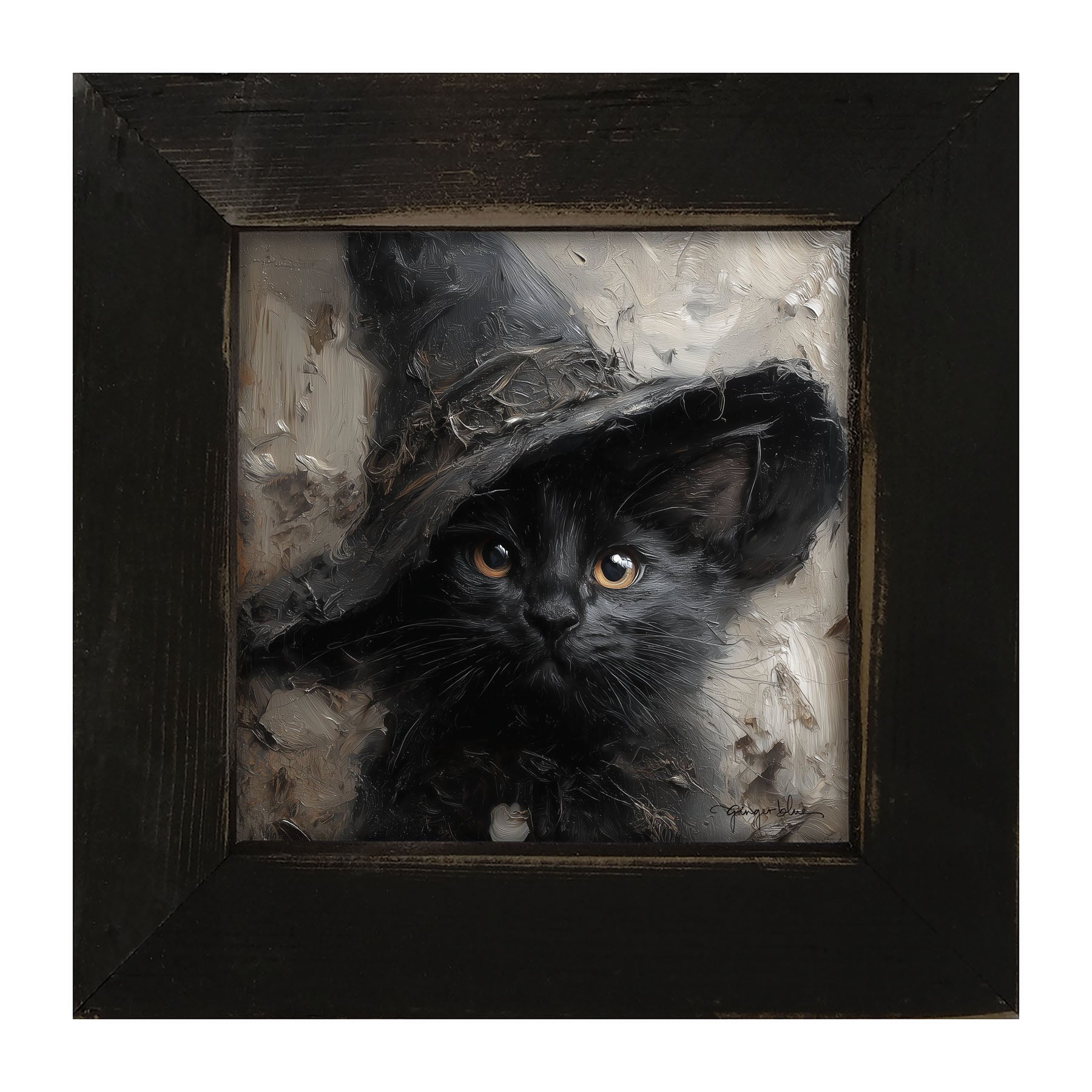 Witch Hat Black Cat - Framed Art